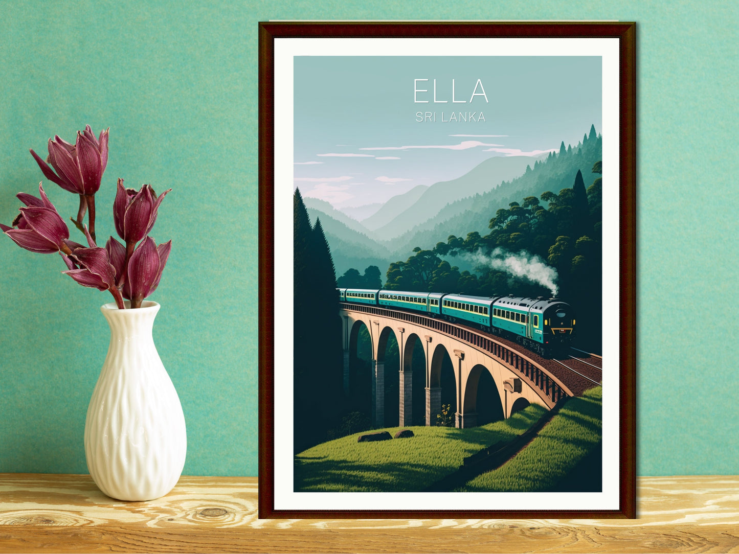 Ella Odyssey train Poster | Ella Sri Lanka Illustration | Ella train Sri Lanka | Ella Wall Art | Train | Sri Lanka Travel Print | ID 047