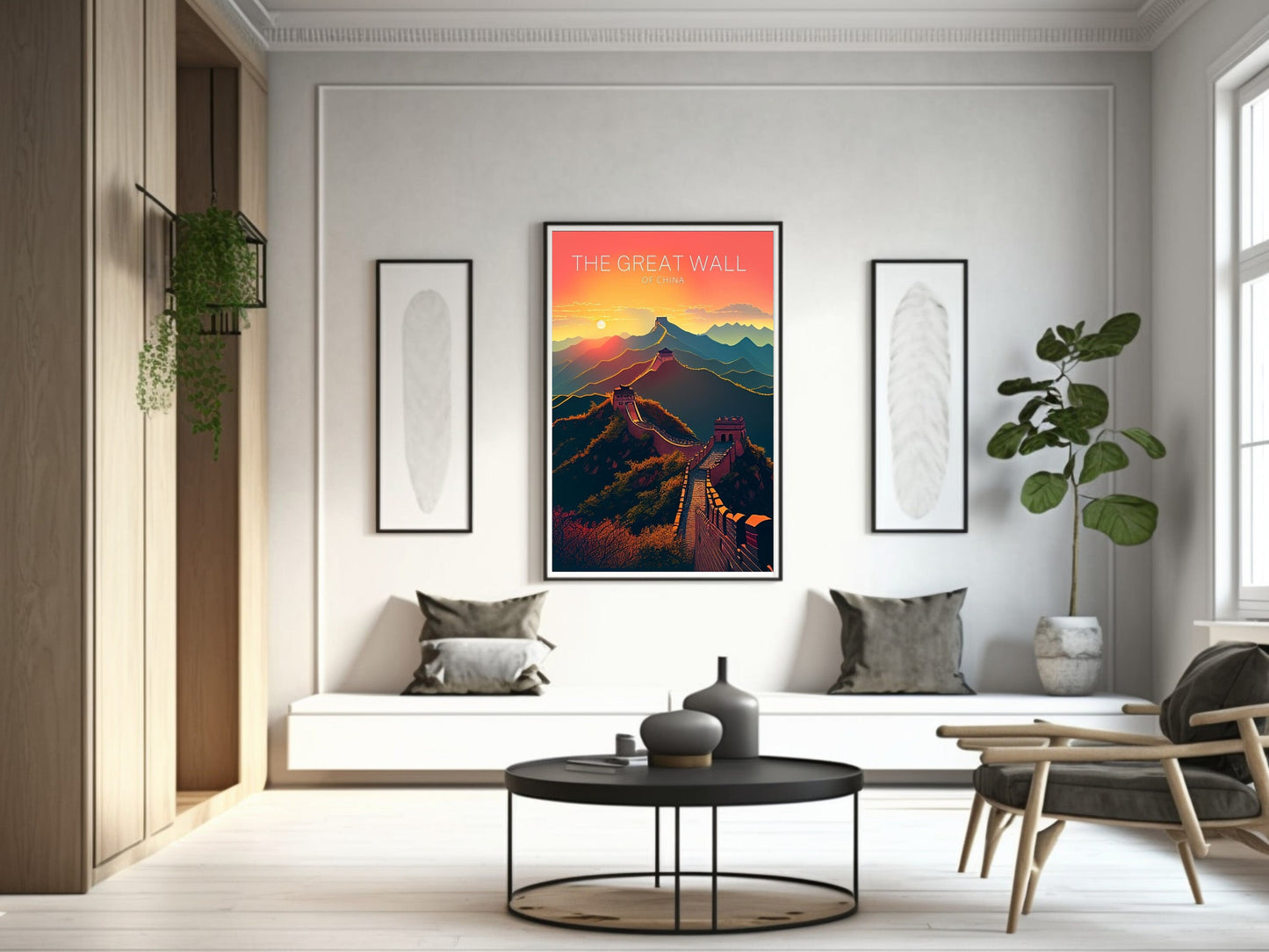 The Great Wall of China Print | China Illustration | Travel Gifts | Seven Wonders Print | Sunset Poster | Housewarming Gift | ID 053