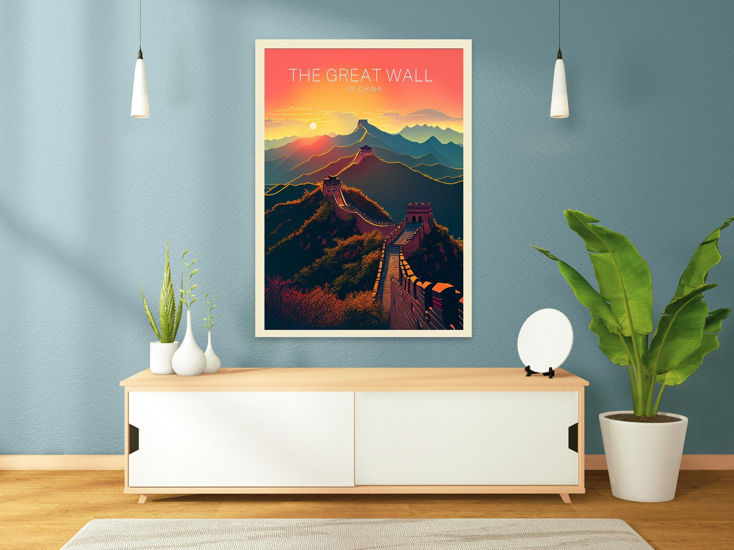 The Great Wall of China Print | China Illustration | Travel Gifts | Seven Wonders Print | Sunset Poster | Housewarming Gift | ID 053