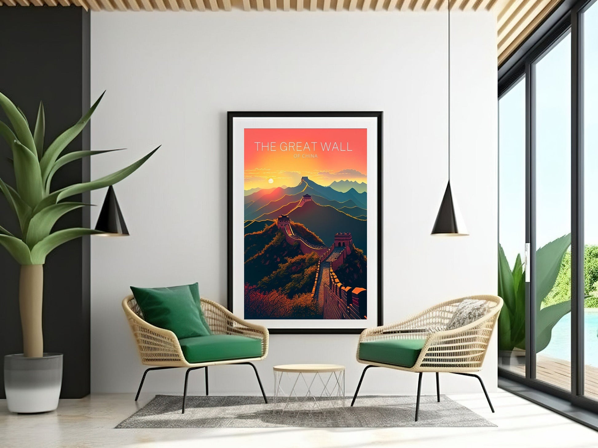 The Great Wall of China Print | China Illustration | Travel Gifts | Seven Wonders Print | Sunset Poster | Housewarming Gift | ID 053