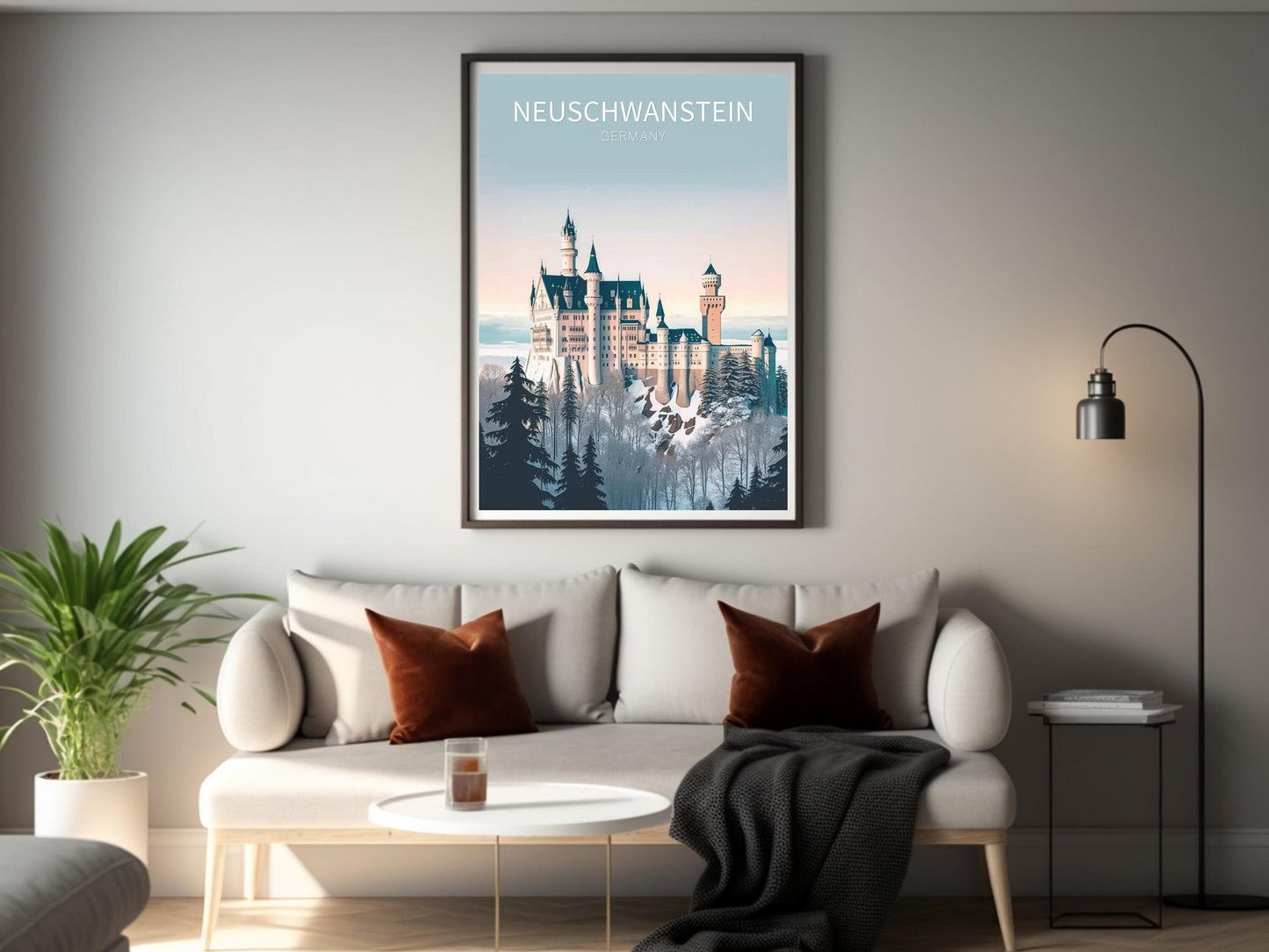 Neuschwanstein Travel Print | Neuschwanstein Illustration | Neuschwanstein Wall Art | Germany Print | Neuschwanstein Print | ID 020