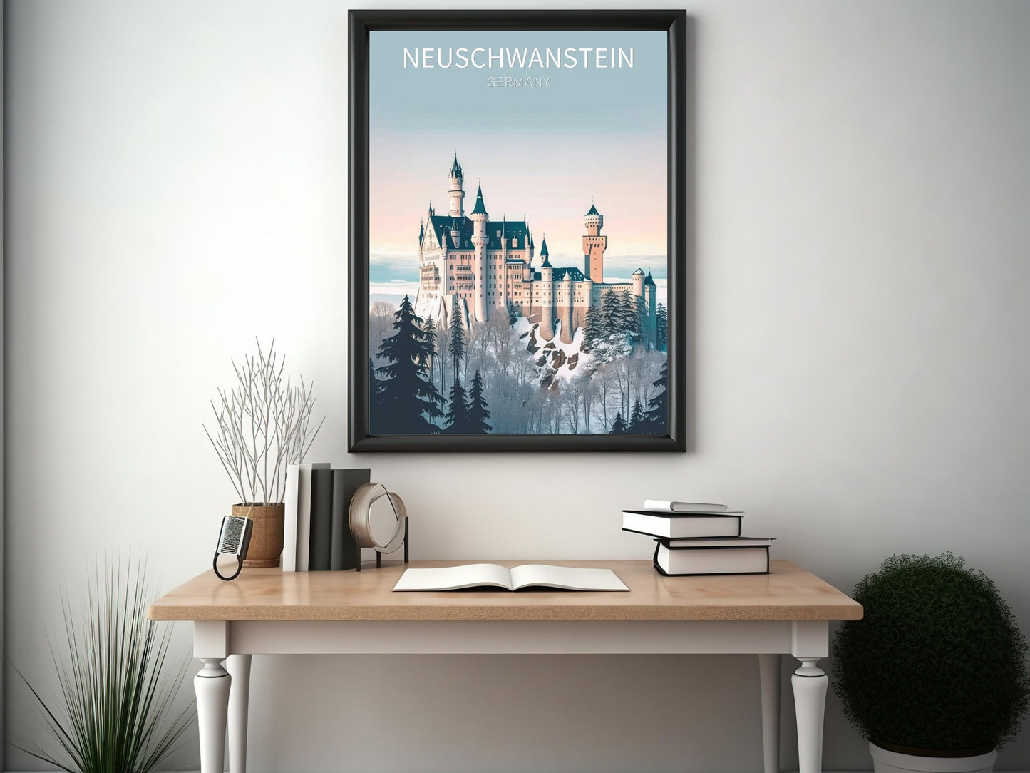 Neuschwanstein Travel Print | Neuschwanstein Illustration | Neuschwanstein Wall Art | Germany Print | Neuschwanstein Print | ID 020