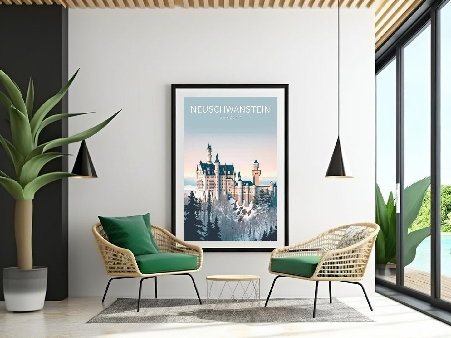 Neuschwanstein Travel Print | Neuschwanstein Illustration | Neuschwanstein Wall Art | Germany Print | Neuschwanstein Print | ID 020