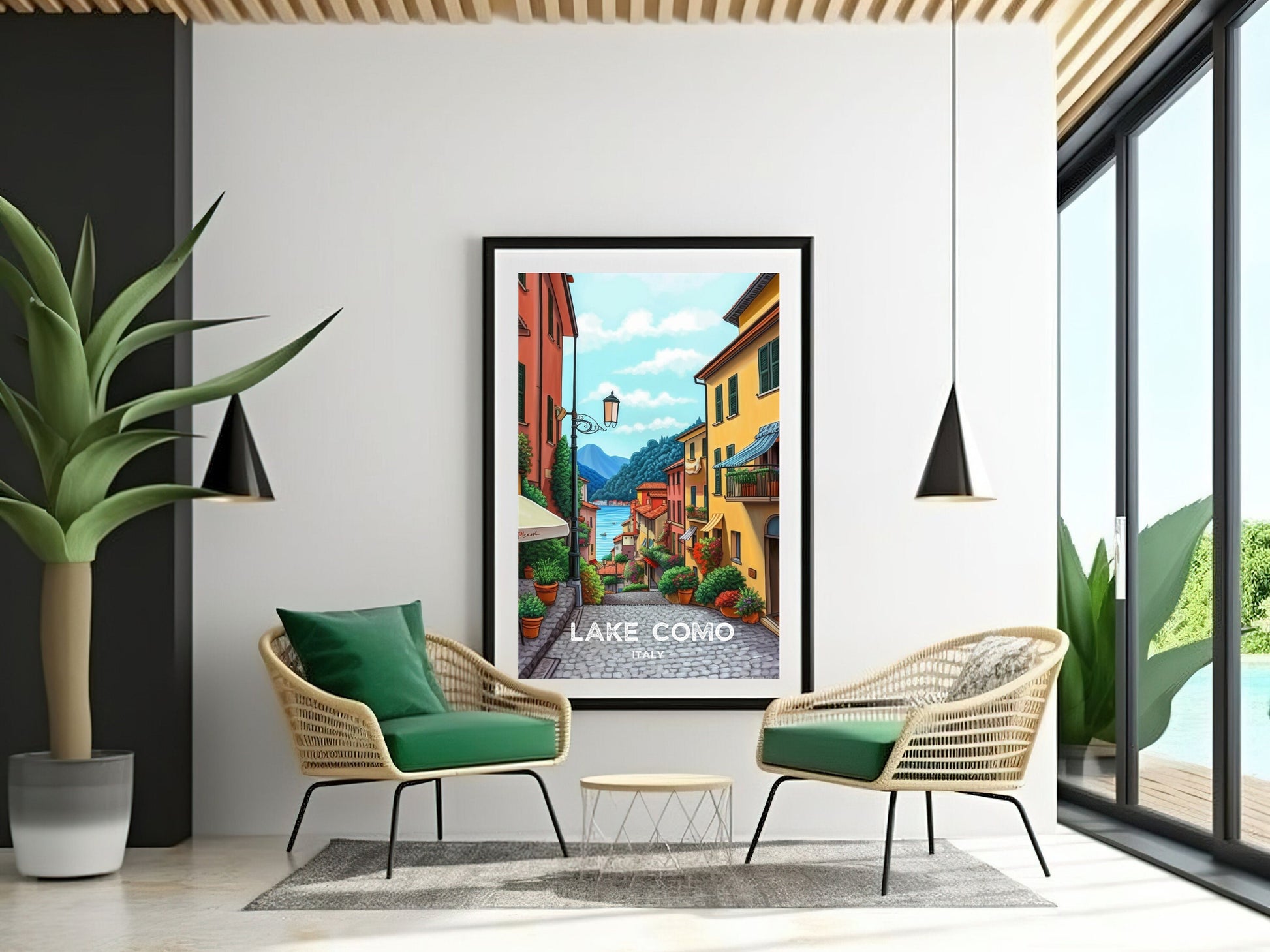 Lake Como Italy Travel Print | Lake Como Illustration | Lake Como Wall Art | Italy Print | Lake Como Print| Lake Como Painting | ID 022