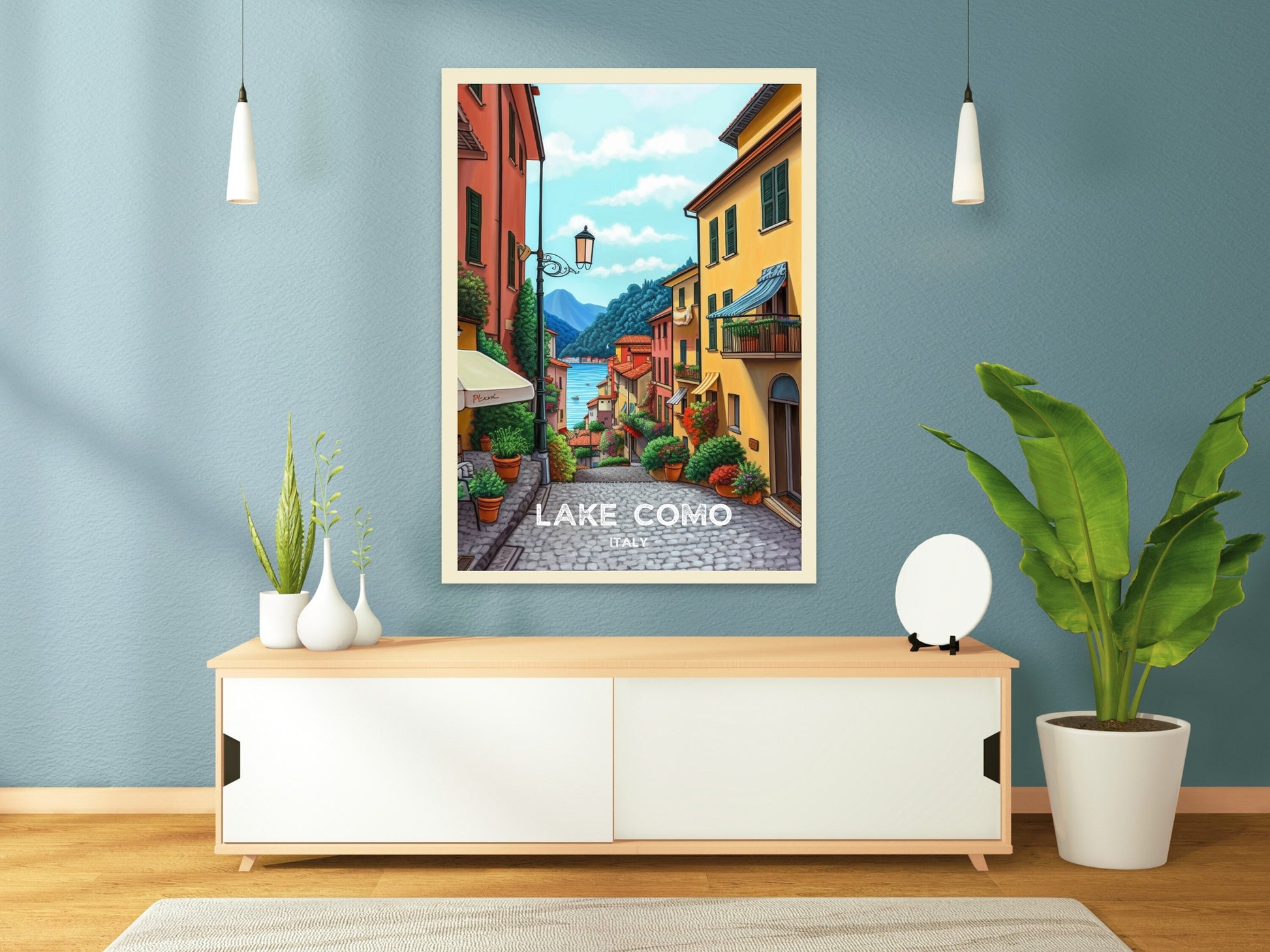 Lake Como Italy Travel Print | Lake Como Illustration | Lake Como Wall Art | Italy Print | Lake Como Print| Lake Como Painting | ID 022