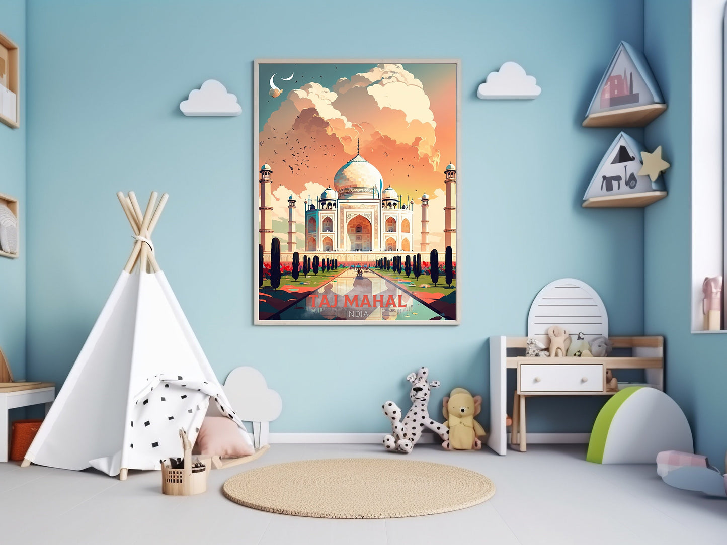 Taj Mahal Travel Print | Taj Mahal Illustration | Taj Mahal Wall Art | India Print | Taj Mahal Print| Taj Mahal India Painting | ID 018