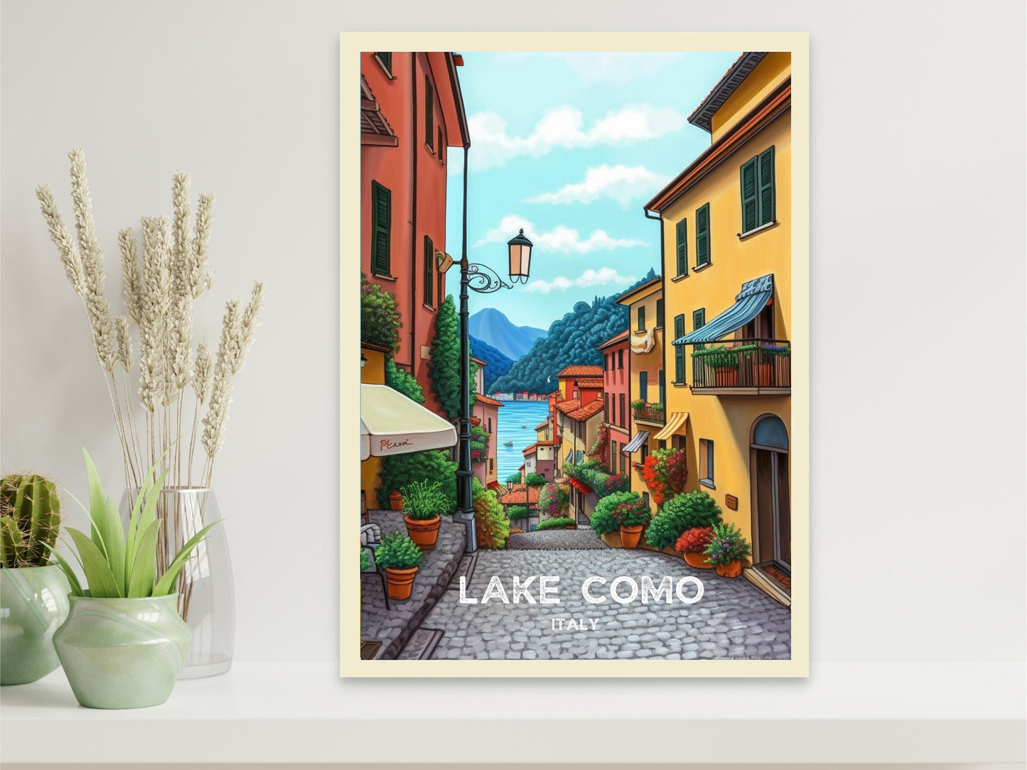 Lake Como Italy Travel Print | Lake Como Illustration | Lake Como Wall Art | Italy Print | Lake Como Print| Lake Como Painting | ID 022