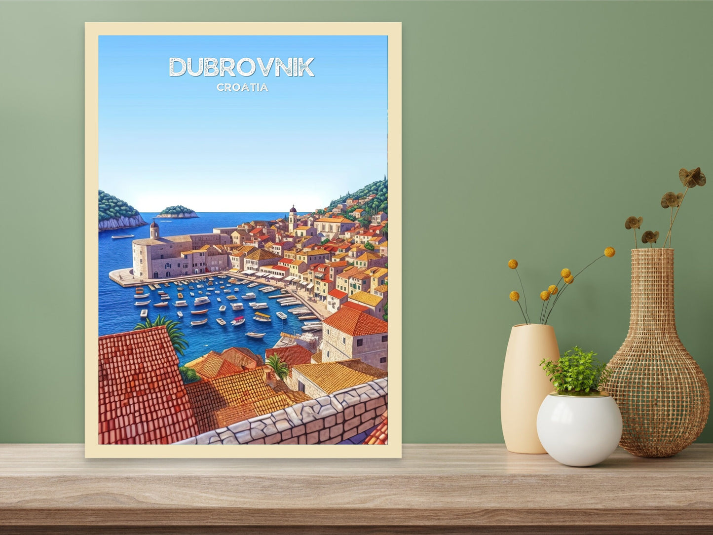 Dubrovnik Croatia Travel Print | Dubrovnik Illustration | Dubrovnik Wall Art | Croatia Print | Dubrovnik Print| Dubrovnik Painting | ID 025