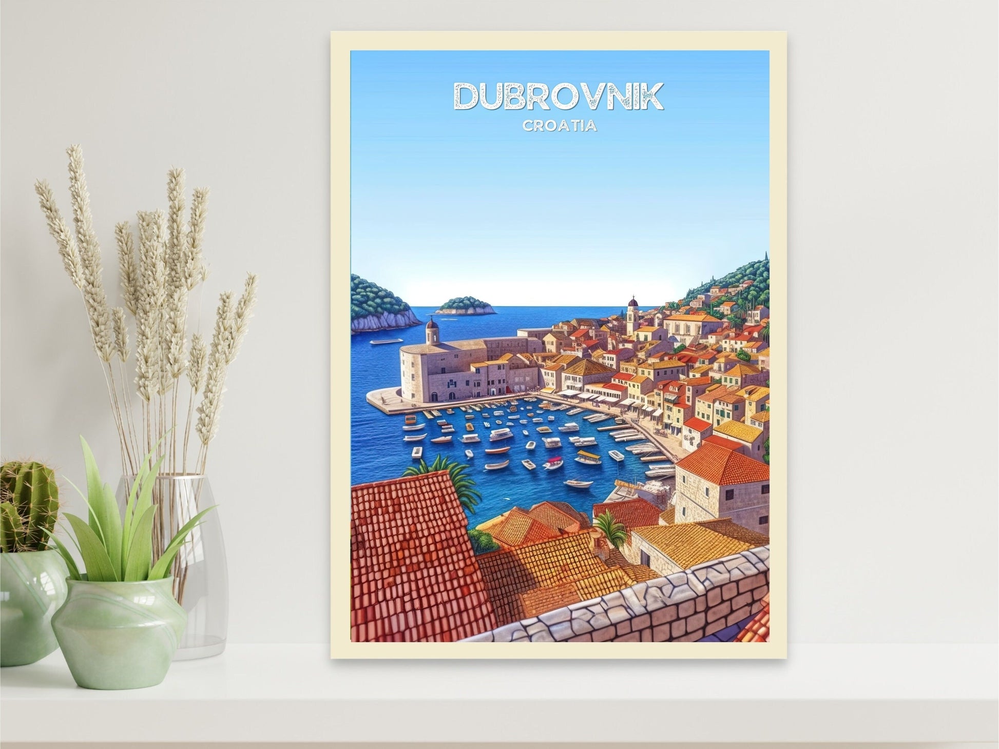 Dubrovnik Croatia Travel Print | Dubrovnik Illustration | Dubrovnik Wall Art | Croatia Print | Dubrovnik Print| Dubrovnik Painting | ID 025