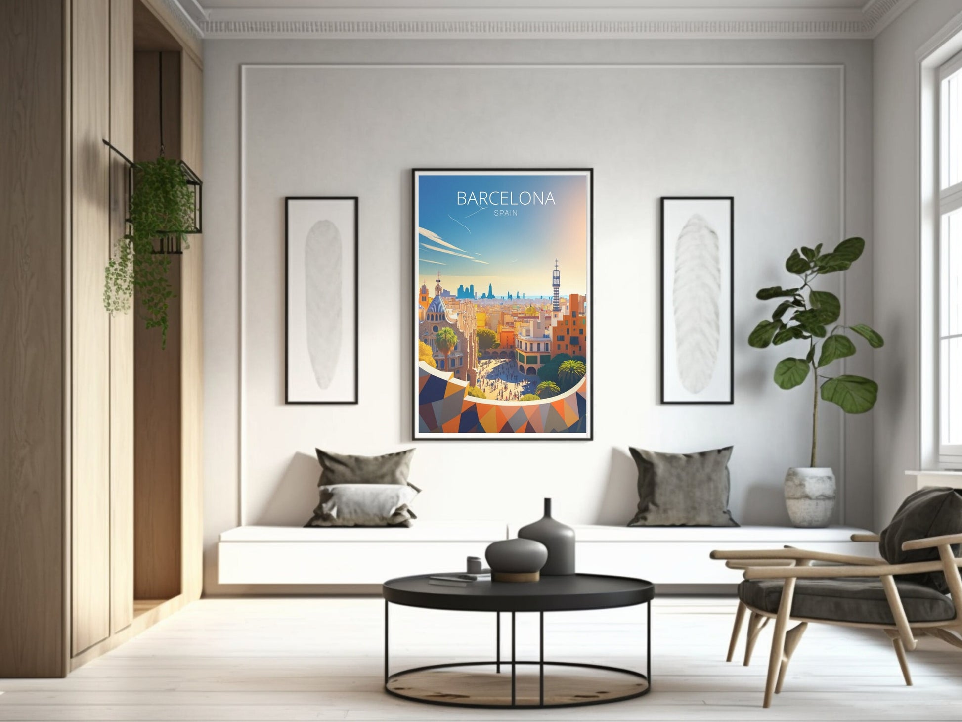 Barcelona Travel Print | Barcelona Illustration | Barcelona Wall Art | Spain Print | Barcelona Print| Barcelona Spain Painting | ID 042