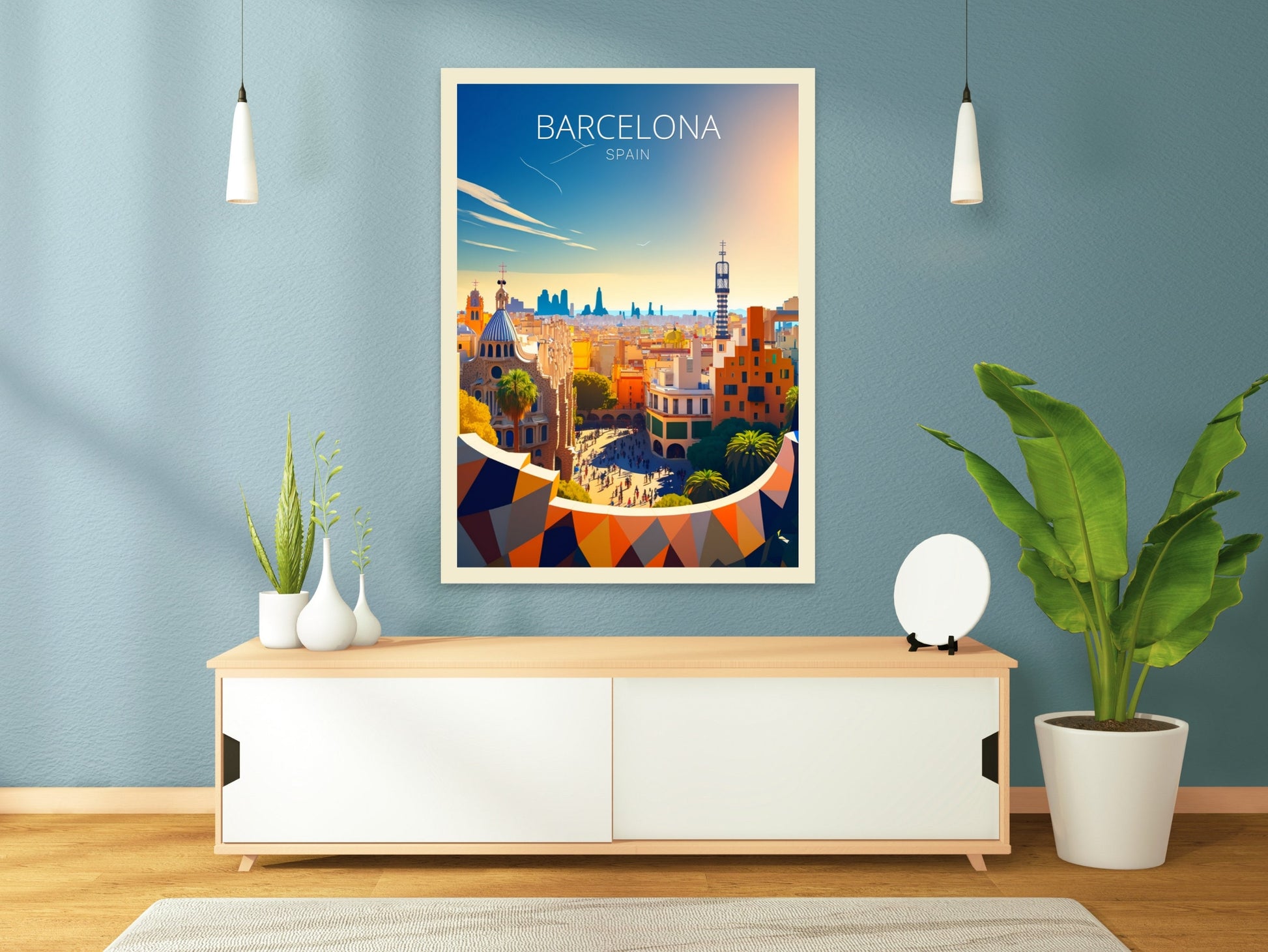 Barcelona Travel Print | Barcelona Illustration | Barcelona Wall Art | Spain Print | Barcelona Print| Barcelona Spain Painting | ID 042