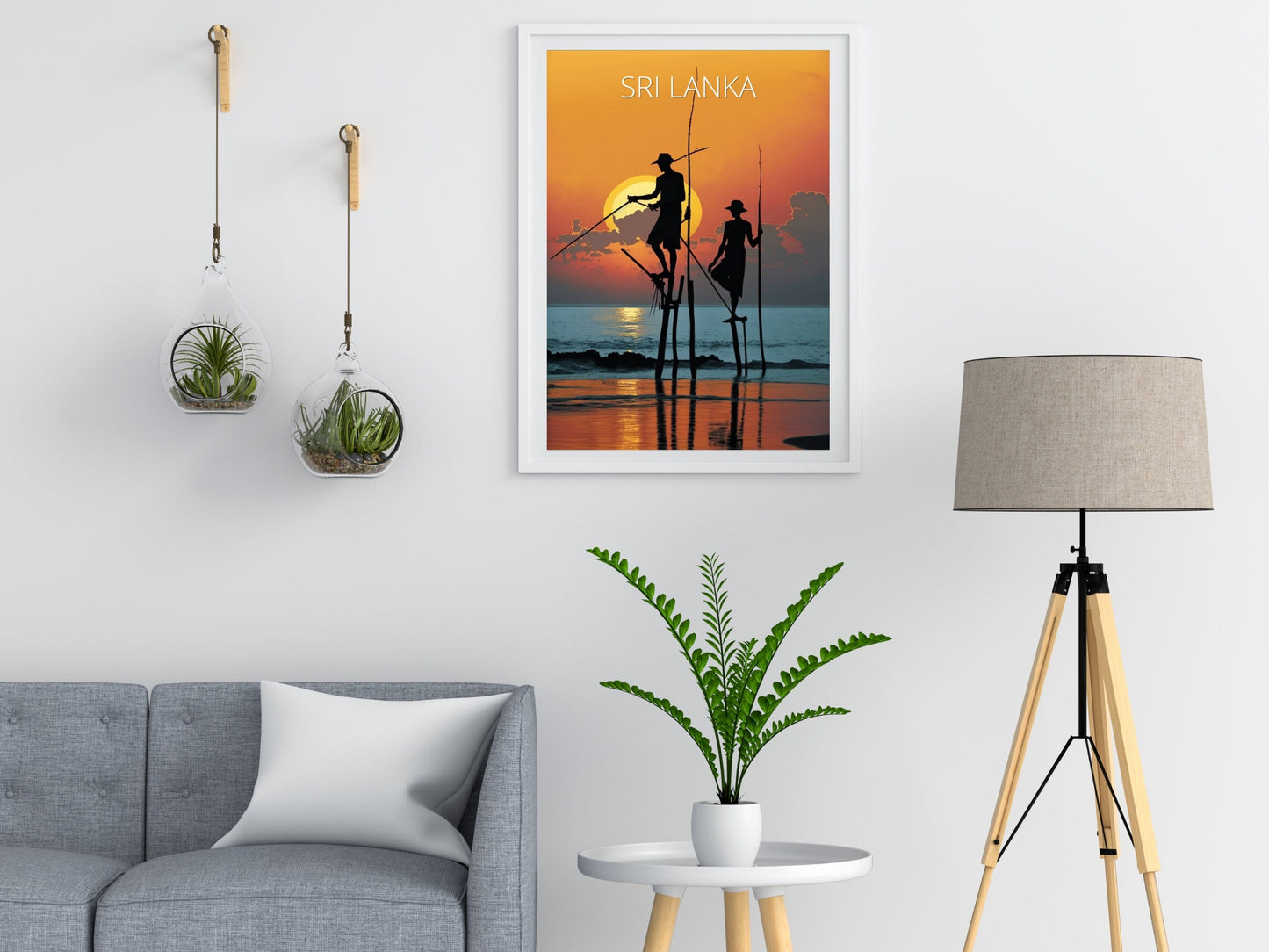 Sri Lanka Fishermen Print | Sri Lanka Illustration | Sri Lanka sunset | Fishing Print | Sunset Wall Art | Fishermen Print | ID 004