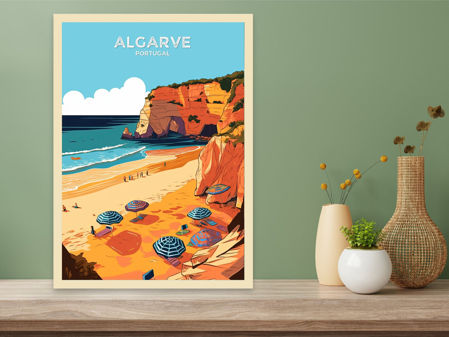 Algarve Travel Print | Algarve Portugal | Algarve Illustration | Algarve beach | Algarve Wall Art | Algarve poster | ID 049