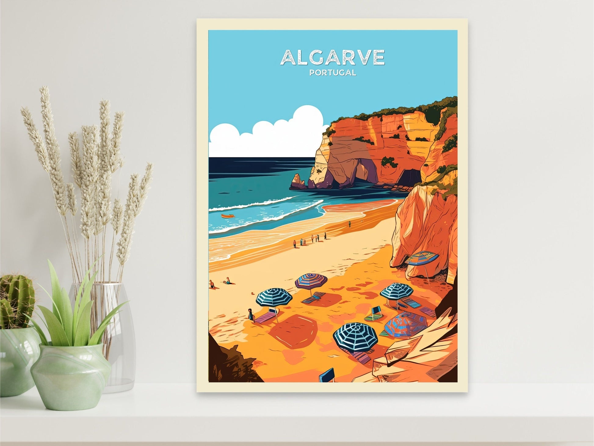 Algarve Travel Print | Algarve Portugal | Algarve Illustration | Algarve beach | Algarve Wall Art | Algarve poster | ID 049