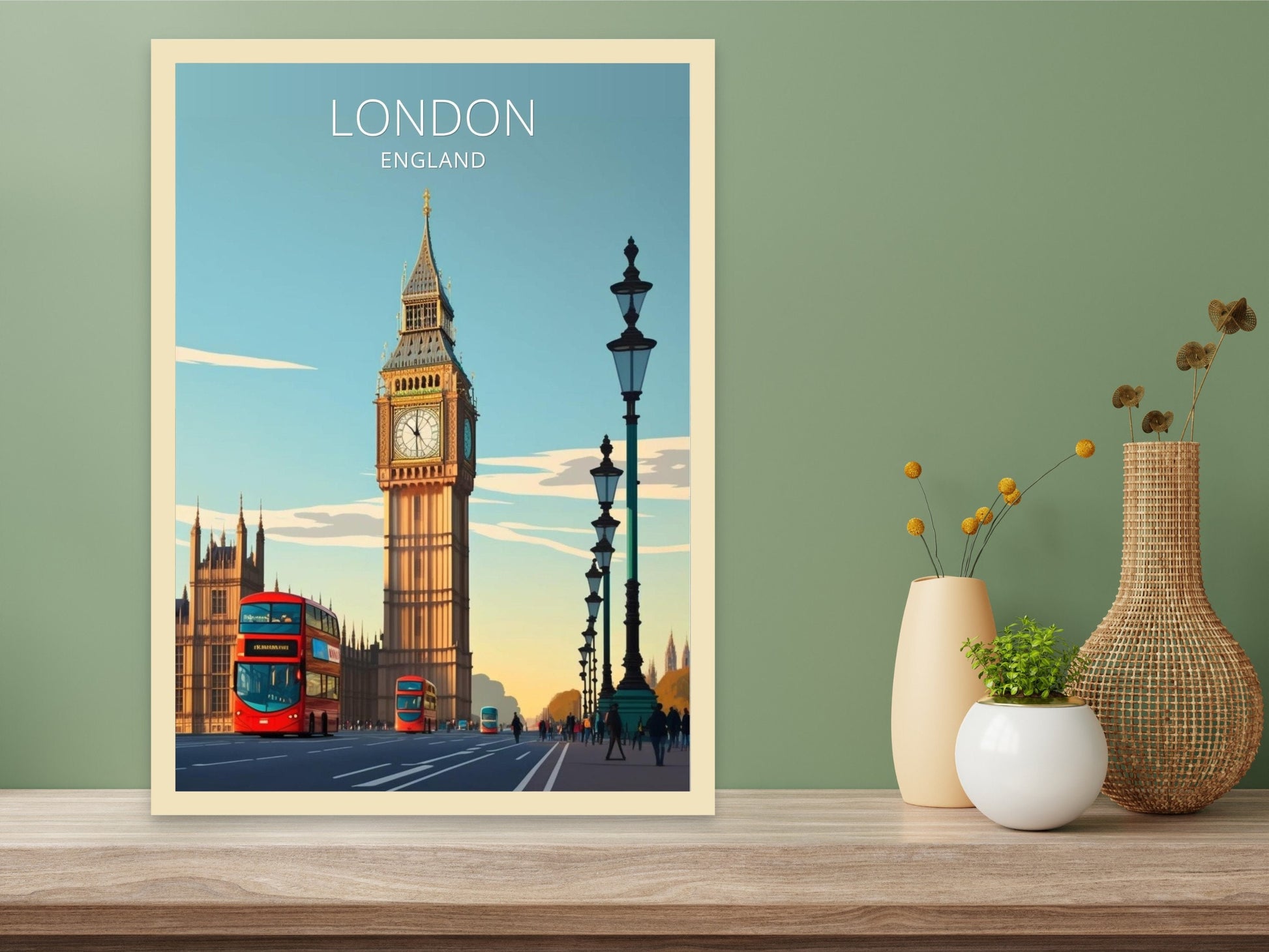 London Travel Print | London Illustration | London Wall Art | London Big Ben | London Print | London Home Decor | London Poster | ID 005