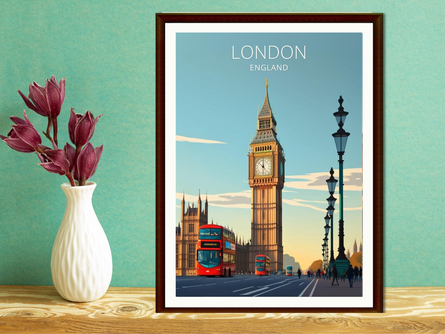 London Travel Print | London Illustration | London Wall Art | London Big Ben | London Print | London Home Decor | London Poster | ID 005