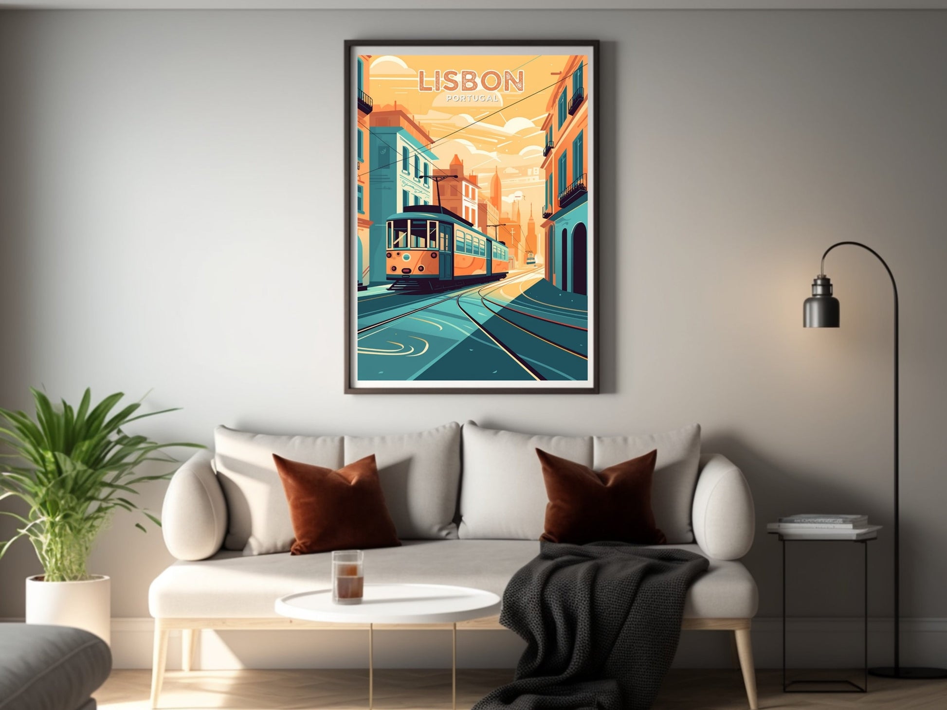 Lisbon Portugal Travel Print | Lisbon Illustration | Lisbon Wall Art | Portugal Print | Lisbon Tram Print| Lisbon Print Painting | ID 024