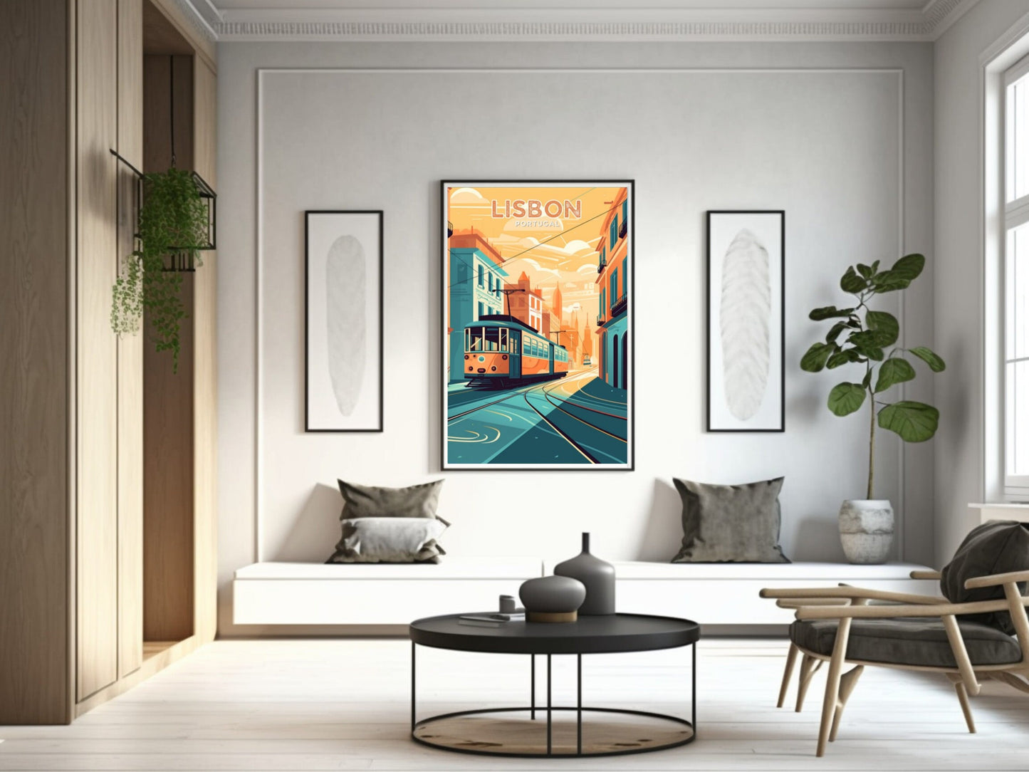 Lisbon Portugal Travel Print | Lisbon Illustration | Lisbon Wall Art | Portugal Print | Lisbon Tram Print| Lisbon Print Painting | ID 024