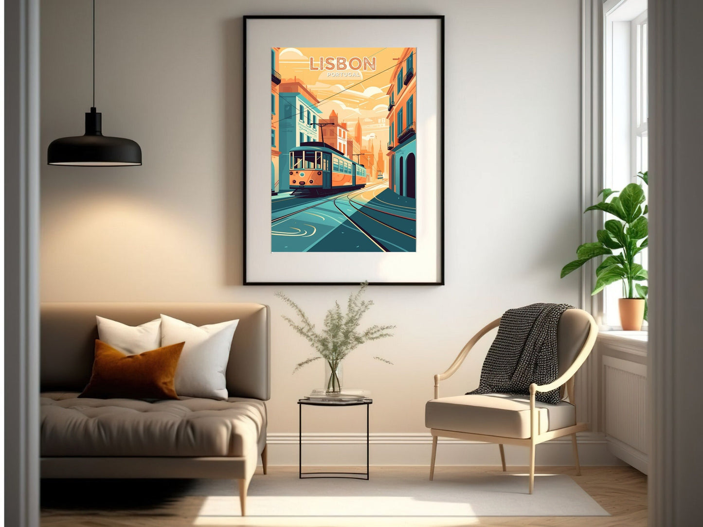 Lisbon Portugal Travel Print | Lisbon Illustration | Lisbon Wall Art | Portugal Print | Lisbon Tram Print| Lisbon Print Painting | ID 024