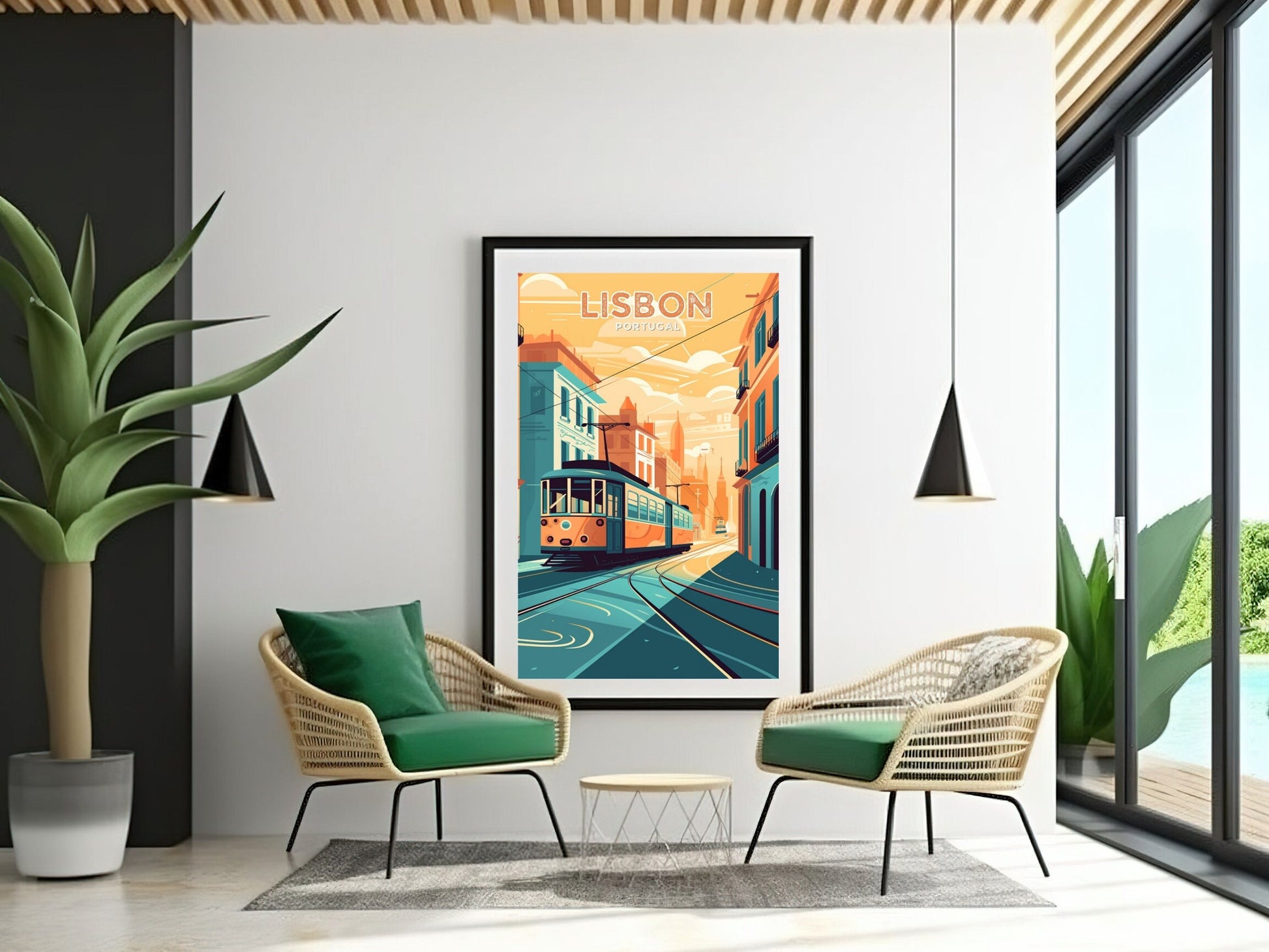 Lisbon Portugal Travel Print | Lisbon Illustration | Lisbon Wall Art | Portugal Print | Lisbon Tram Print| Lisbon Print Painting | ID 024