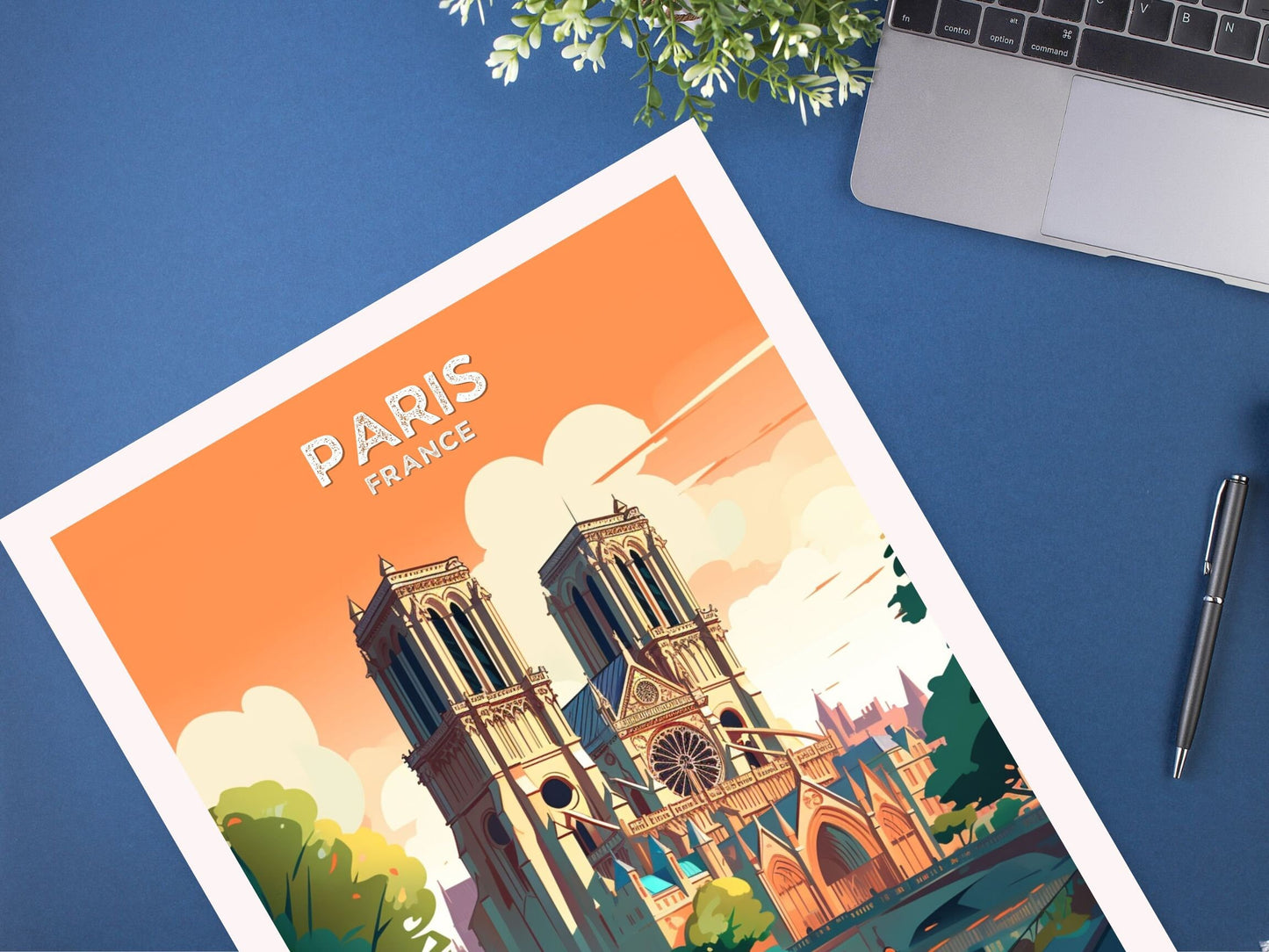 Paris Travel Print | Paris Illustration | Paris Wall Art | France Print | Paris Print | Paris France Print Painting | Notre Dame | ID 052