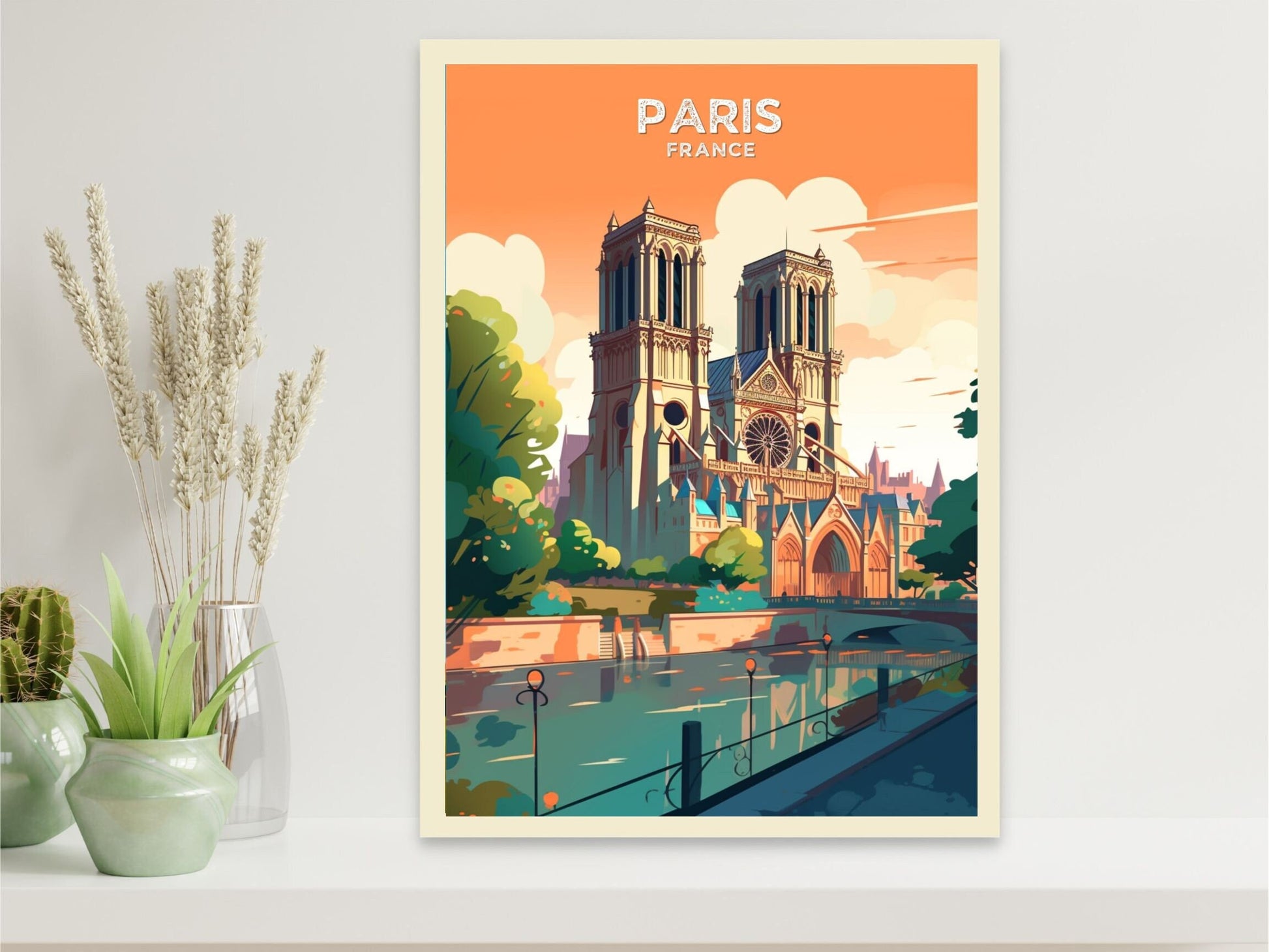 Paris Travel Print | Paris Illustration | Paris Wall Art | France Print | Paris Print | Paris France Print Painting | Notre Dame | ID 052