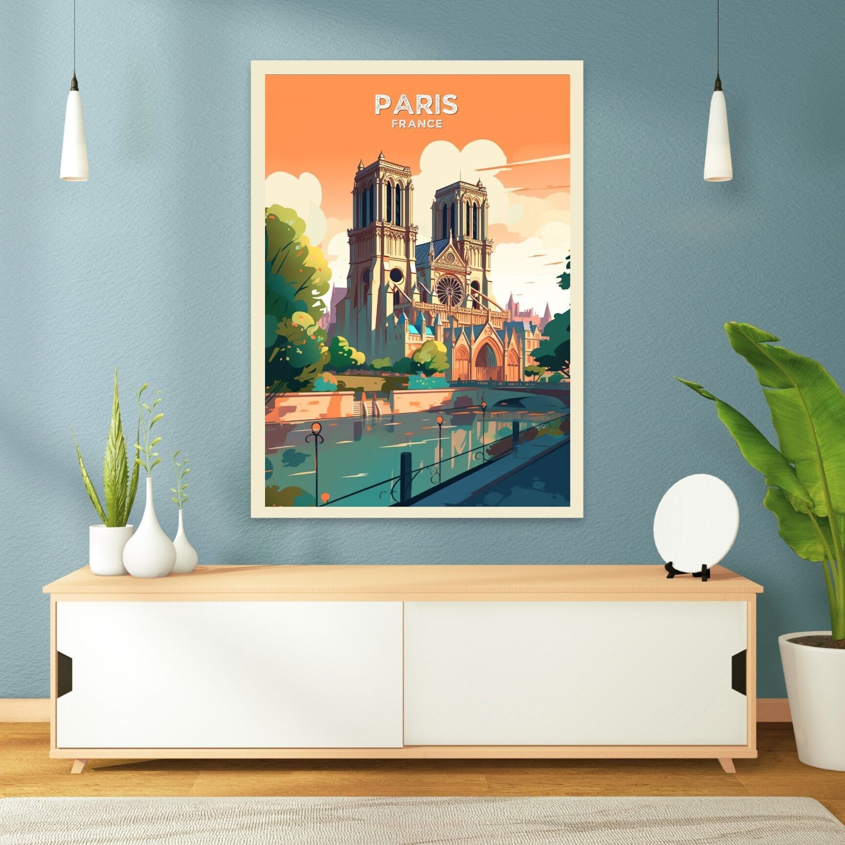 Paris Travel Print | Paris Illustration | Paris Wall Art | France Print | Paris Print | Paris France Print Painting | Notre Dame | ID 052