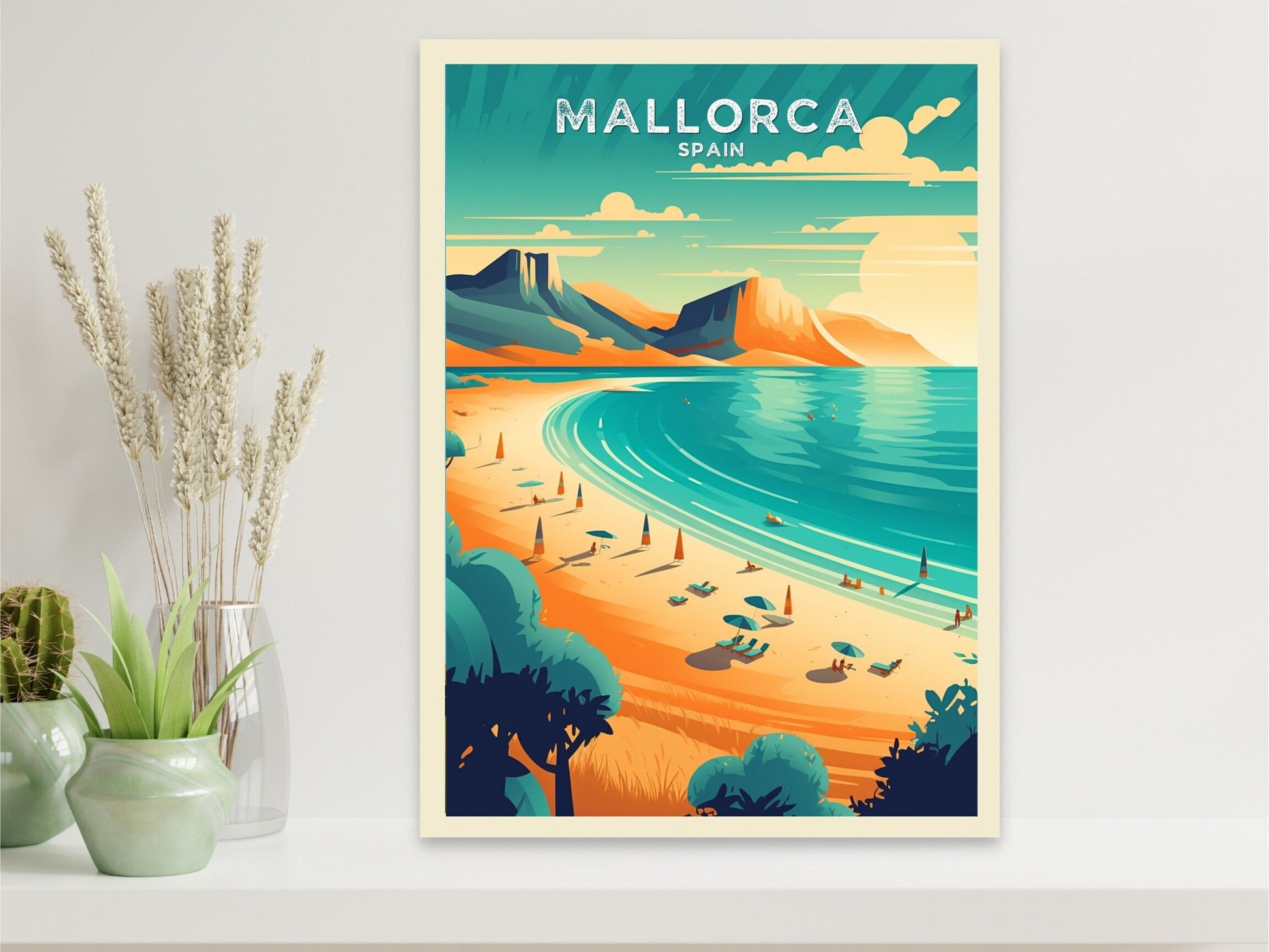 Mallorca Travel Print | Mallorca Illustration | Mallorca Wall Art | Mallorca Print | Spain Print | Spain Home Decor | Spain Poster | ID 035