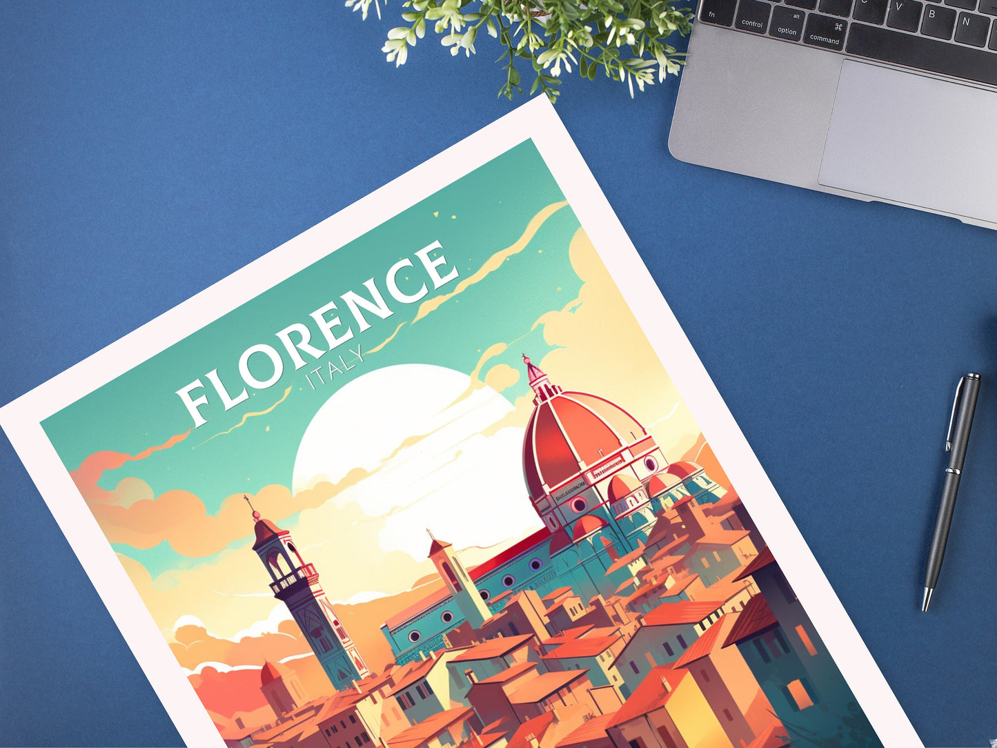 Florence Italy Poster | Florence Città d'Arte | Italia Travel Poster | Florence Illustration | Minimalist Cityscape | Tuscany Print | ID 003