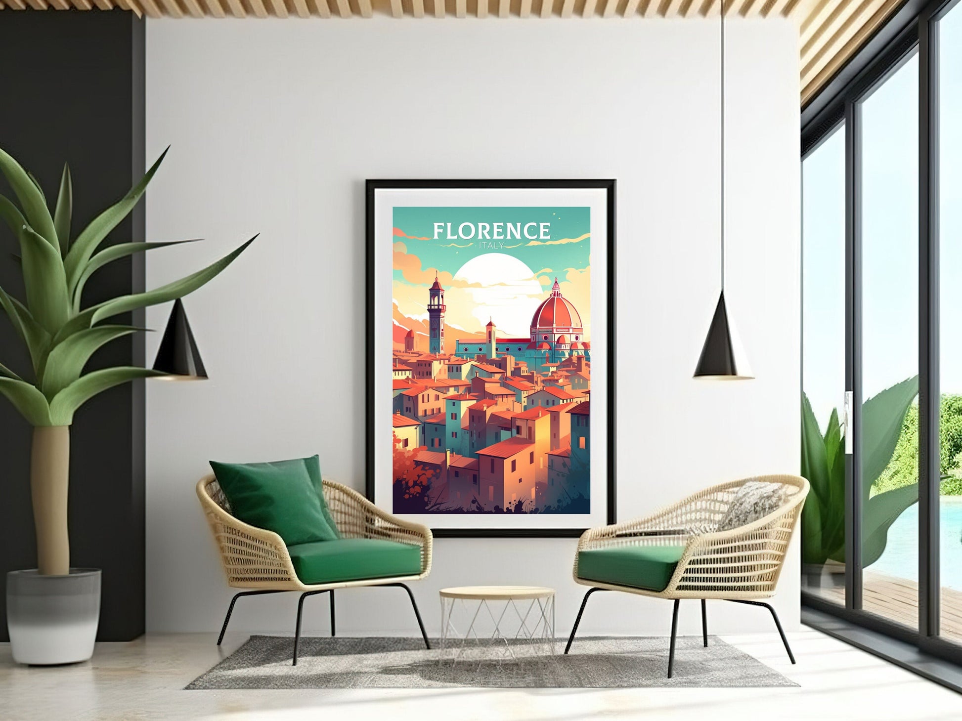 Florence Italy Poster | Florence Città d'Arte | Italia Travel Poster | Florence Illustration | Minimalist Cityscape | Tuscany Print | ID 003