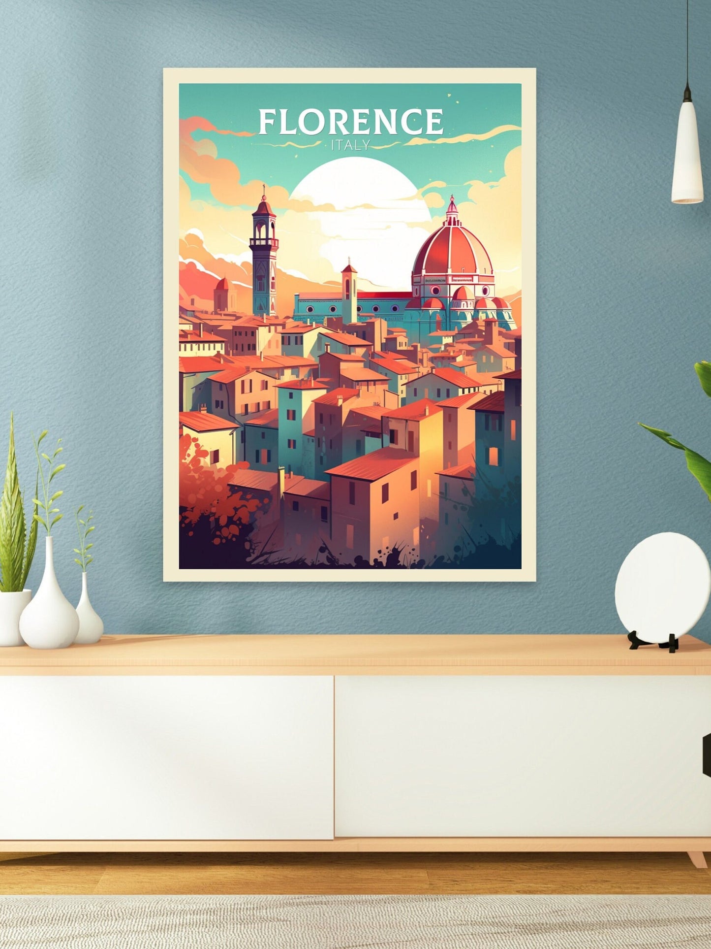 Florence Italy Poster | Florence Città d'Arte | Italia Travel Poster | Florence Illustration | Minimalist Cityscape | Tuscany Print | ID 003