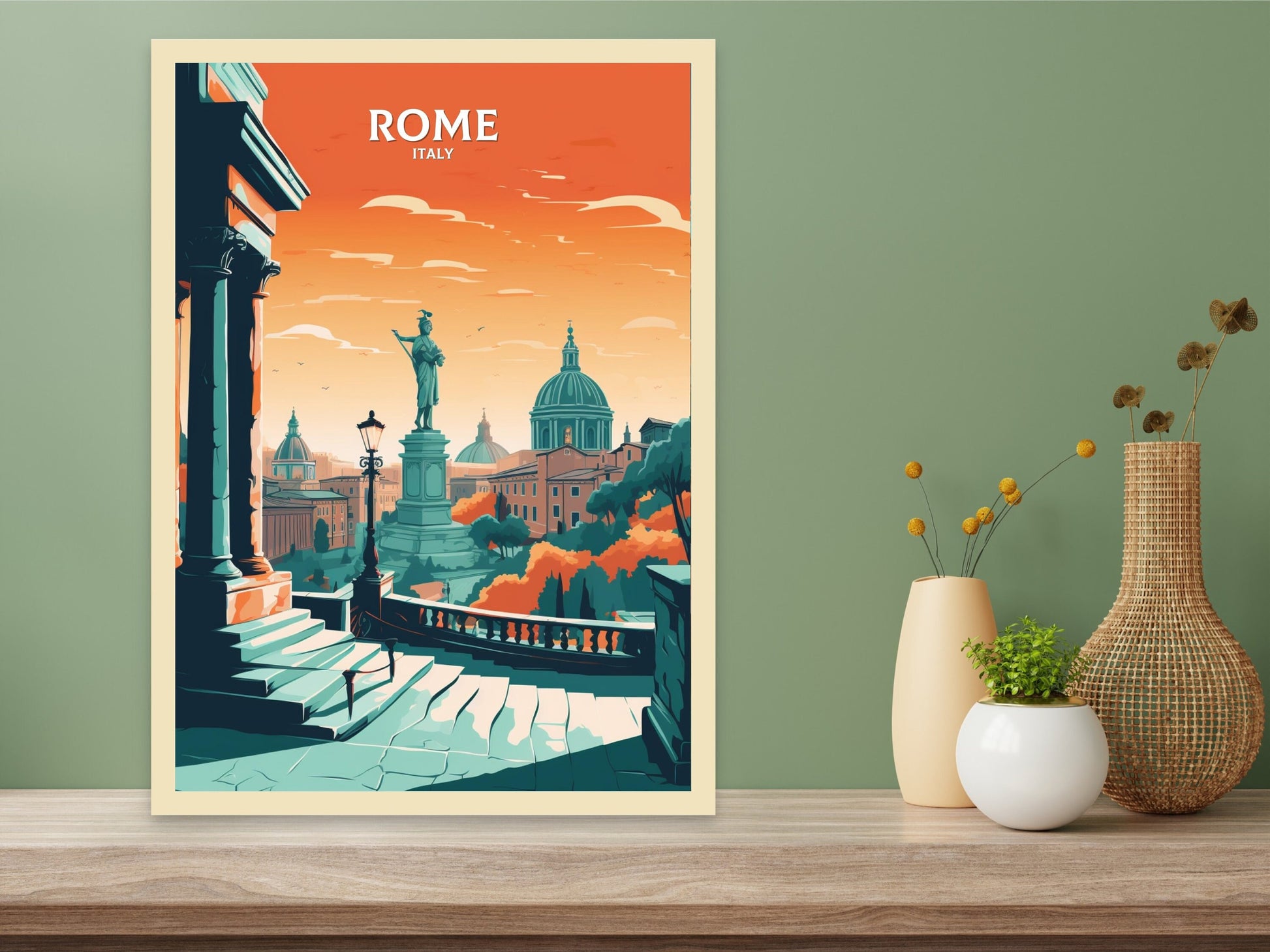 Rome Travel Print | Rome Illustration | Rome Wall Art | Italy Print | Rome Print | Rome Italy Home Decor | Italy Decoration | ID 054