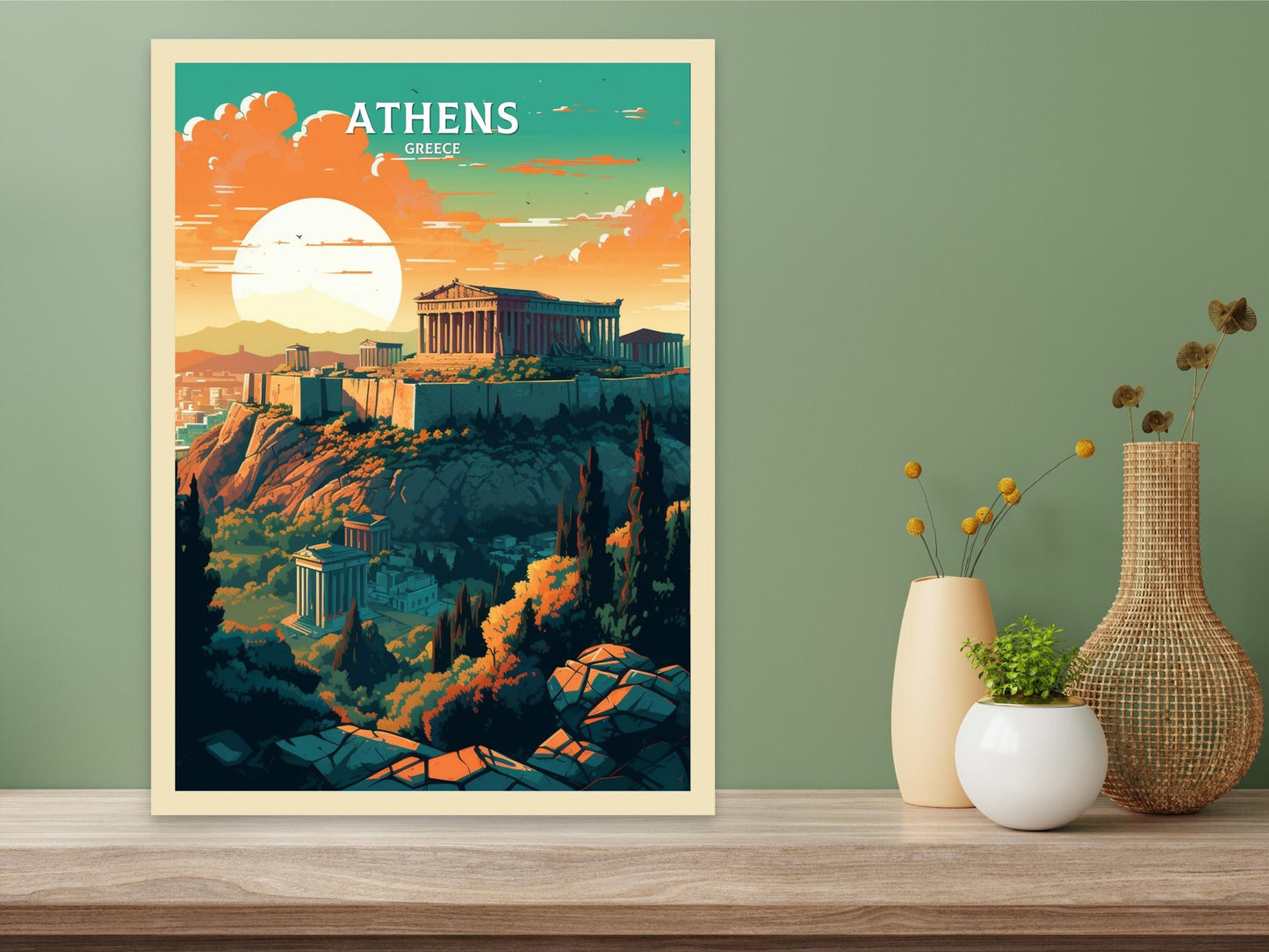 Athens Travel Print | Athens Illustration | Acropolis | Athens Print | Greece Print | Greece Home Decor | Parthenon Poster | ID 055