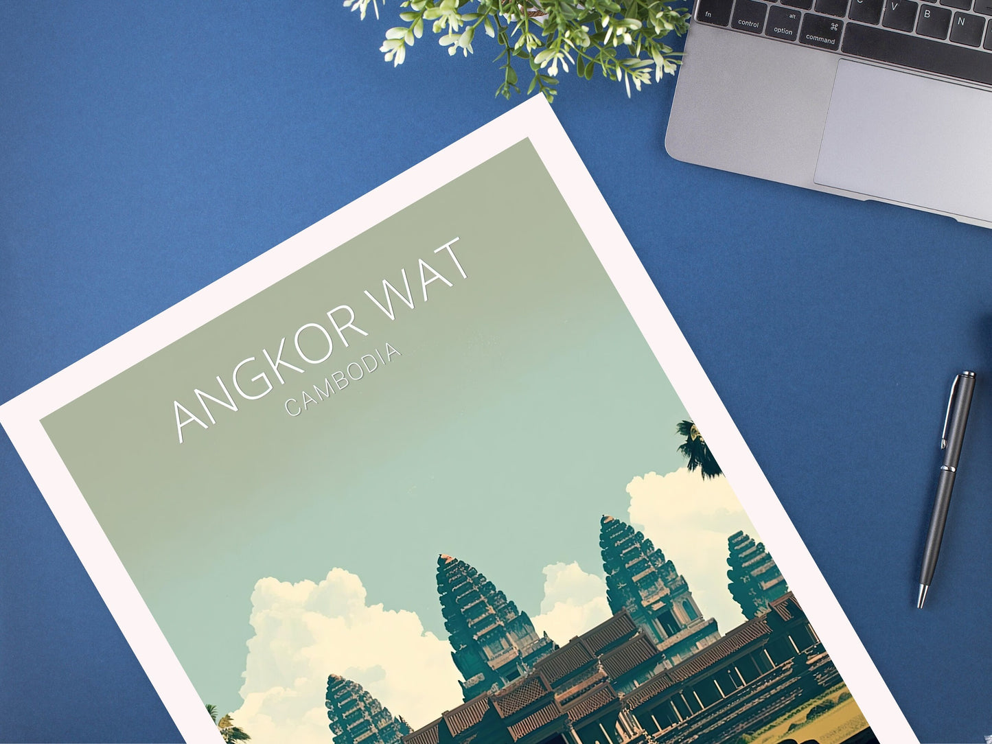 Angkor Wat Print | Angkor Wat Illustration | Cambodia sunset | Cambodia Print | Angkor Wat Wall Art | Temples print | ID 016