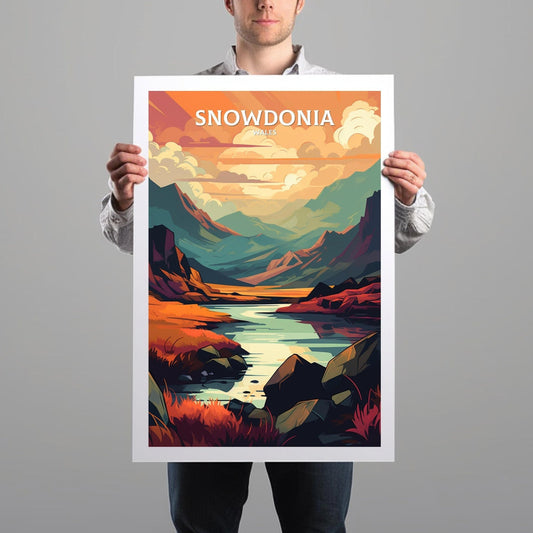 Snowdonia Travel Print | Snowdonia Illustration | SnowdoniaWall Art | walles Print | Snowdonia Home Decor | Snowdonia Poster | ID 057