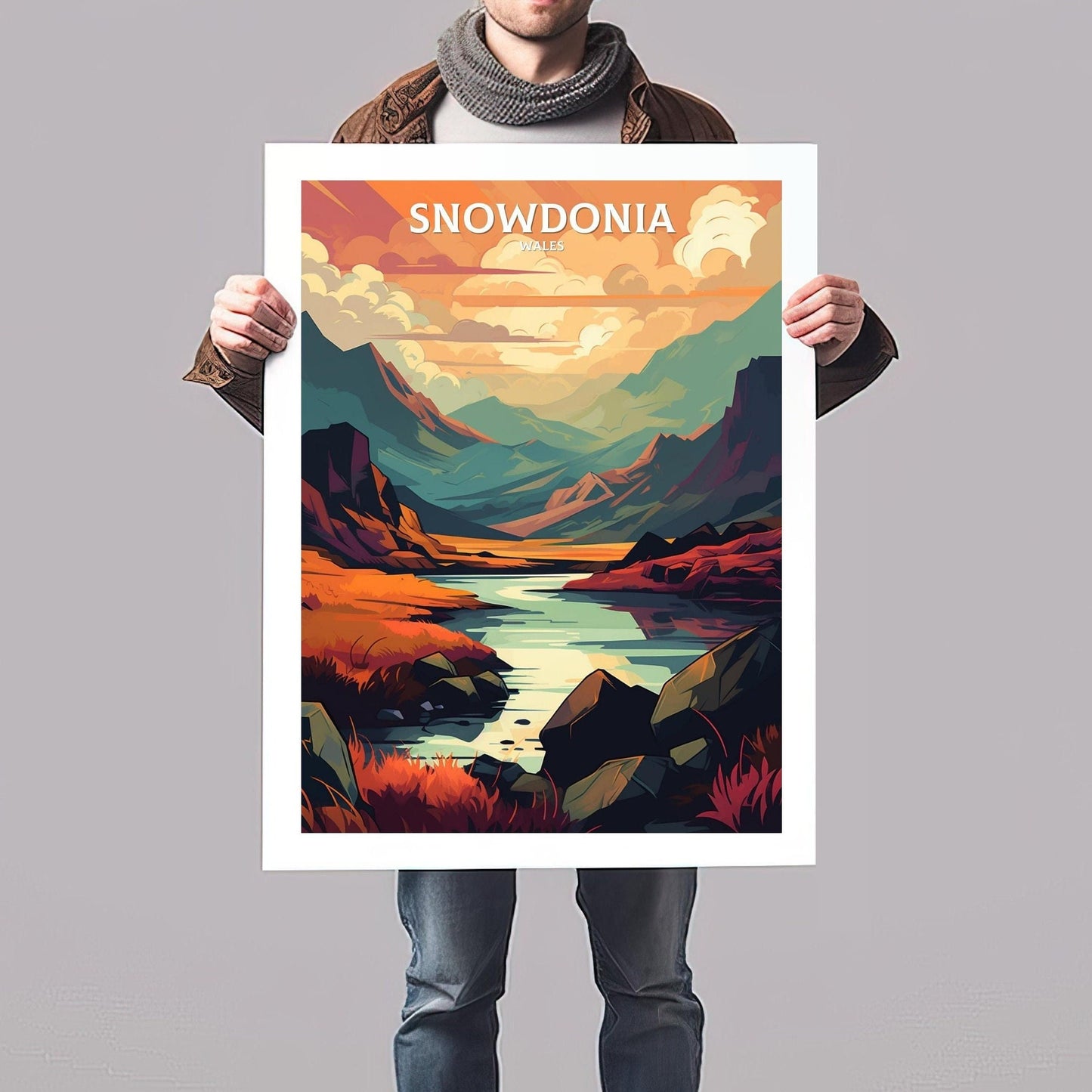 Snowdonia Travel Print | Snowdonia Illustration | SnowdoniaWall Art | walles Print | Snowdonia Home Decor | Snowdonia Poster | ID 057