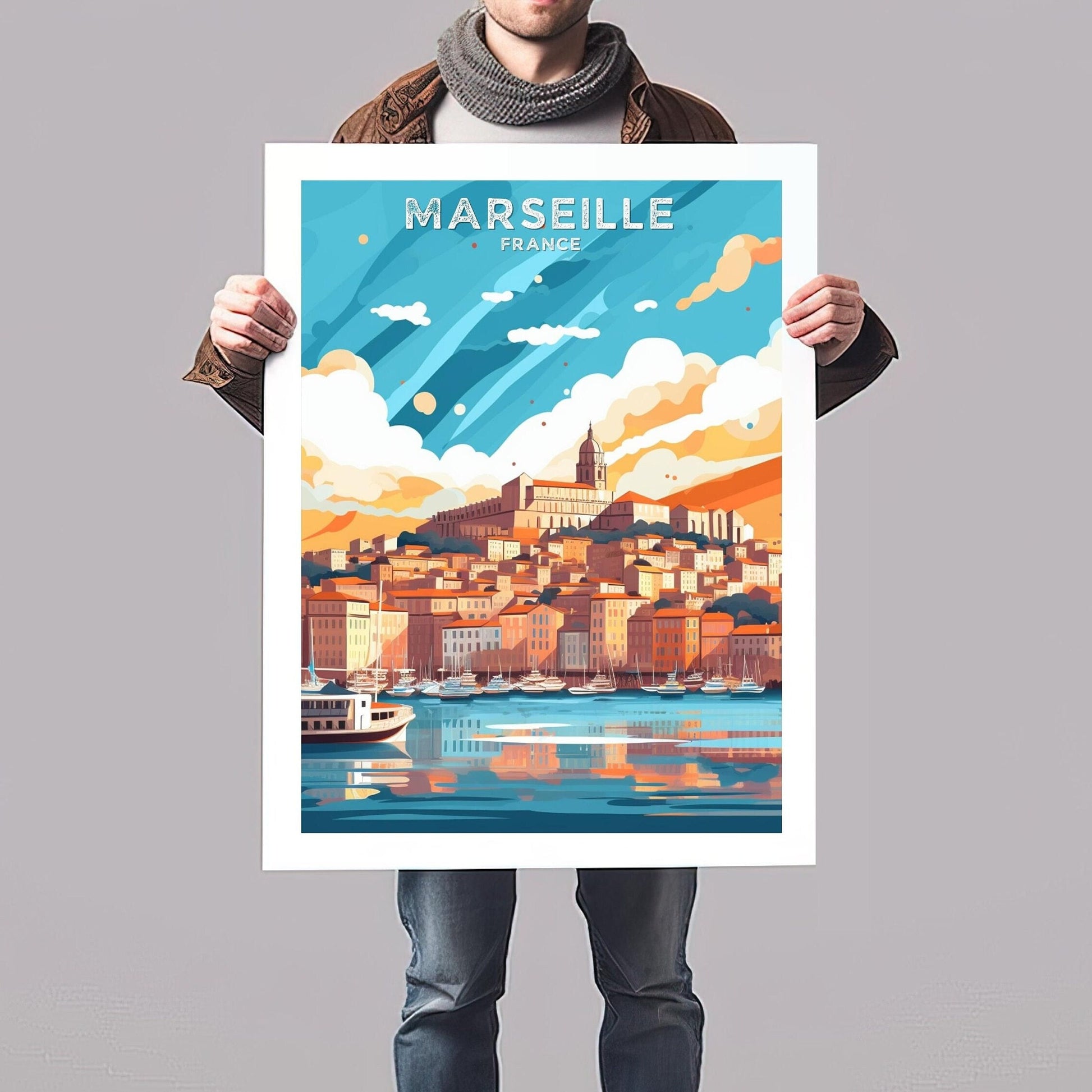 Marseille Travel Print | Marseille Illustration | Marseille Wall Art | France Print | Marseille Home Decor | Marseille Poster | ID 056