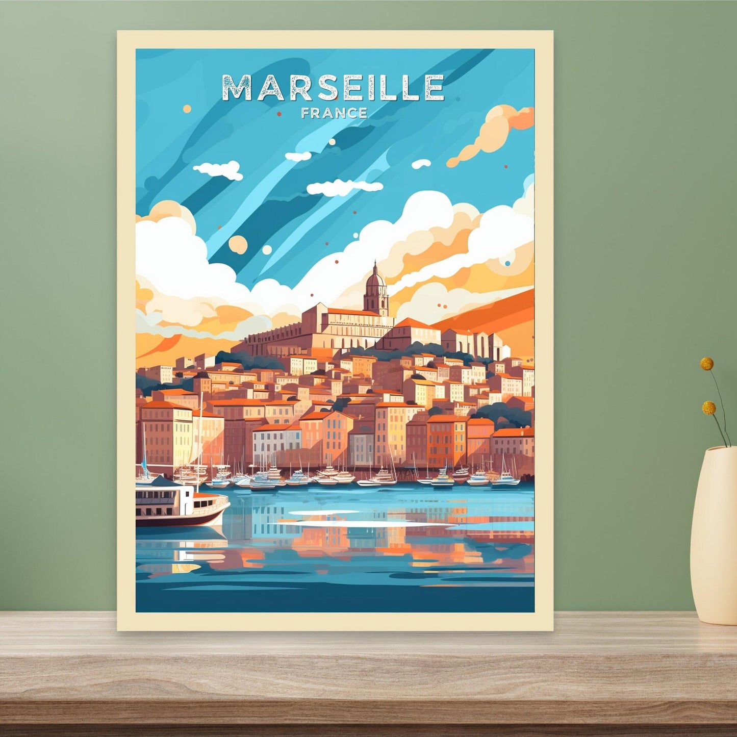 Marseille Travel Print | Marseille Illustration | Marseille Wall Art | France Print | Marseille Home Decor | Marseille Poster | ID 056