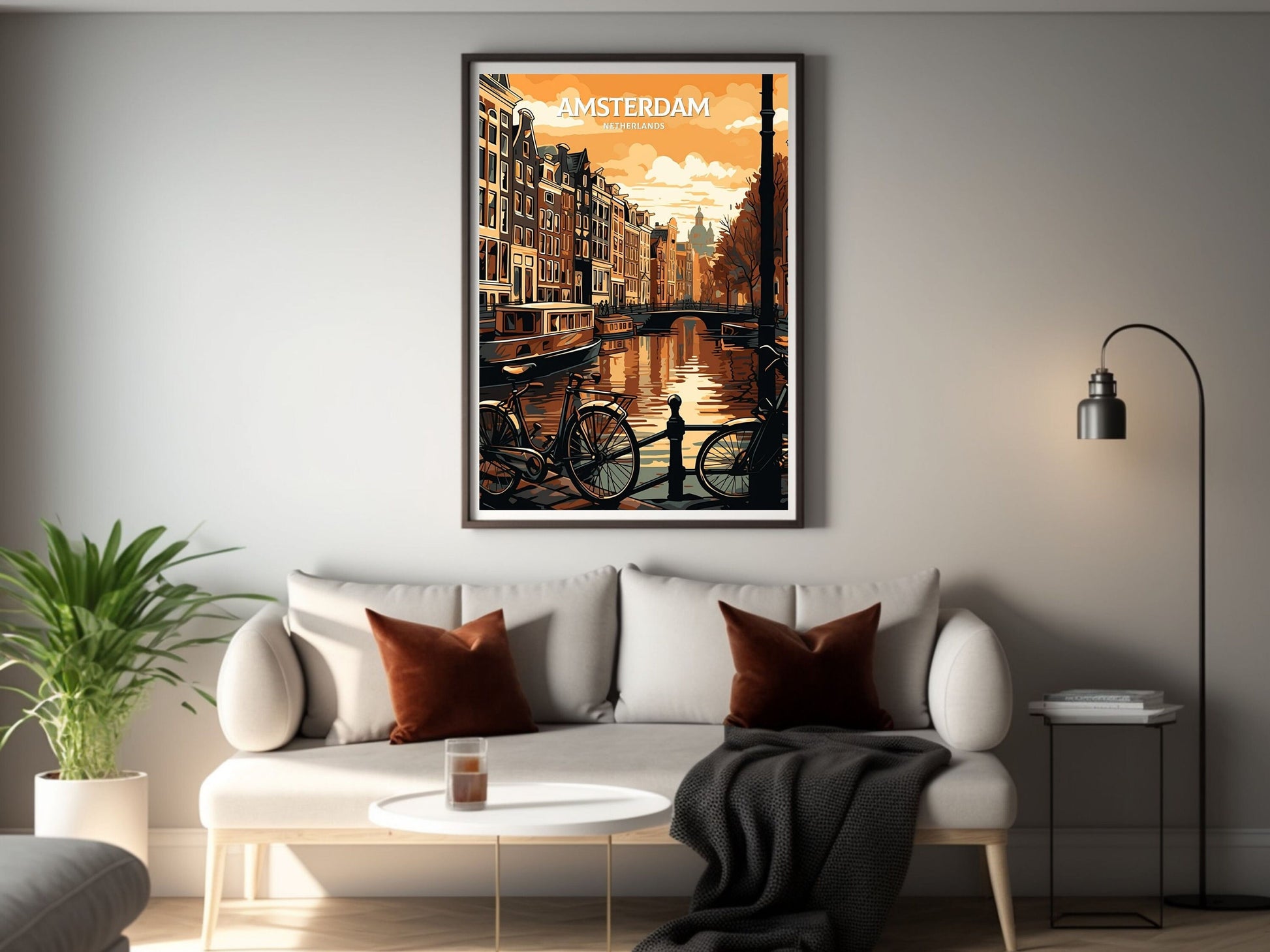 Amsterdam Travel Print | Amsterdam Illustration | Amsterdam Wall Art | Netherlands Print | Amsterdam Home Decor | Amsterdam Poster | ID 059