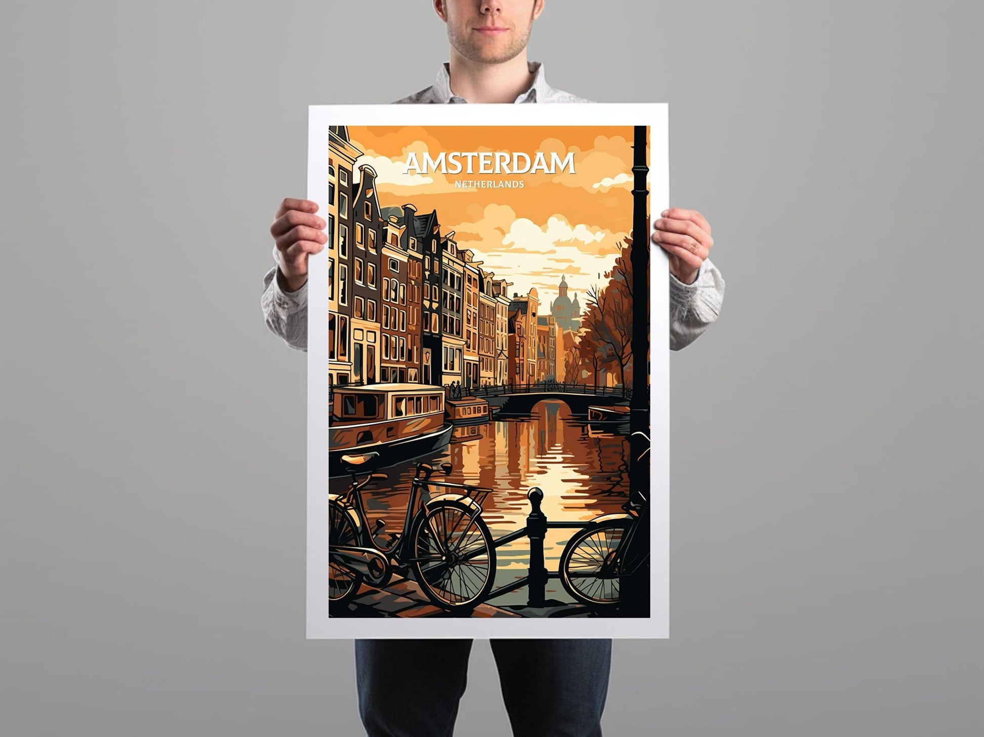 Amsterdam Travel Print | Amsterdam Illustration | Amsterdam Wall Art | Netherlands Print | Amsterdam Home Decor | Amsterdam Poster | ID 059