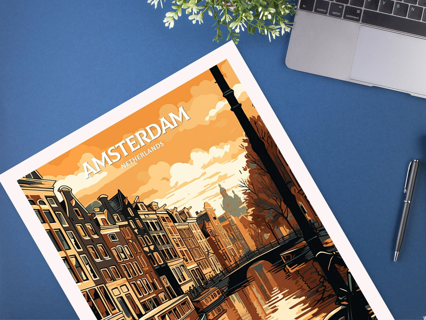 Amsterdam Travel Print | Amsterdam Illustration | Amsterdam Wall Art | Netherlands Print | Amsterdam Home Decor | Amsterdam Poster | ID 059