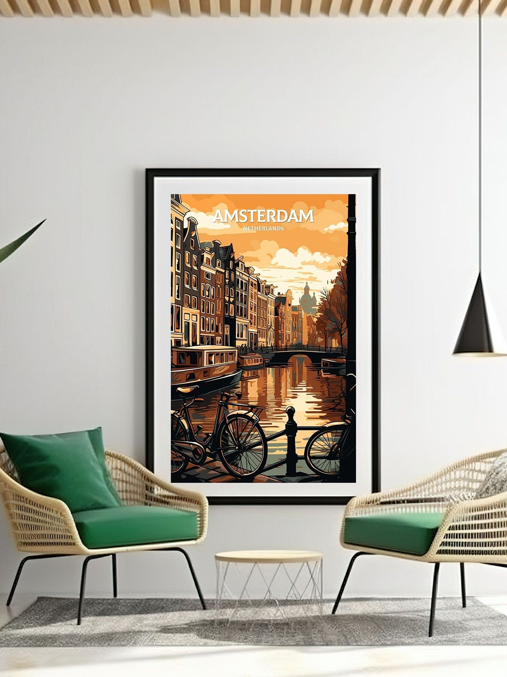 Amsterdam Travel Print | Amsterdam Illustration | Amsterdam Wall Art | Netherlands Print | Amsterdam Home Decor | Amsterdam Poster | ID 059