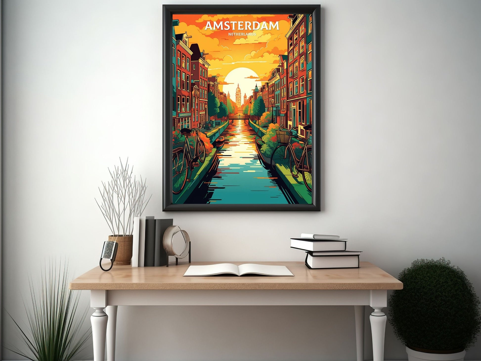 Amsterdam Travel Print | Amsterdam Illustration | Amsterdam Wall Art | Netherlands Print | Amsterdam Home Decor | Amsterdam Poster | ID 060