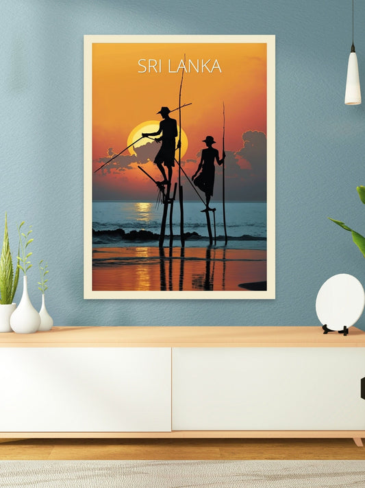 Sri Lanka Fishermen Print | Sri Lanka Illustration | Sri Lanka sunset | Fishing Print | Sunset Wall Art | Fishermen Print | ID 004