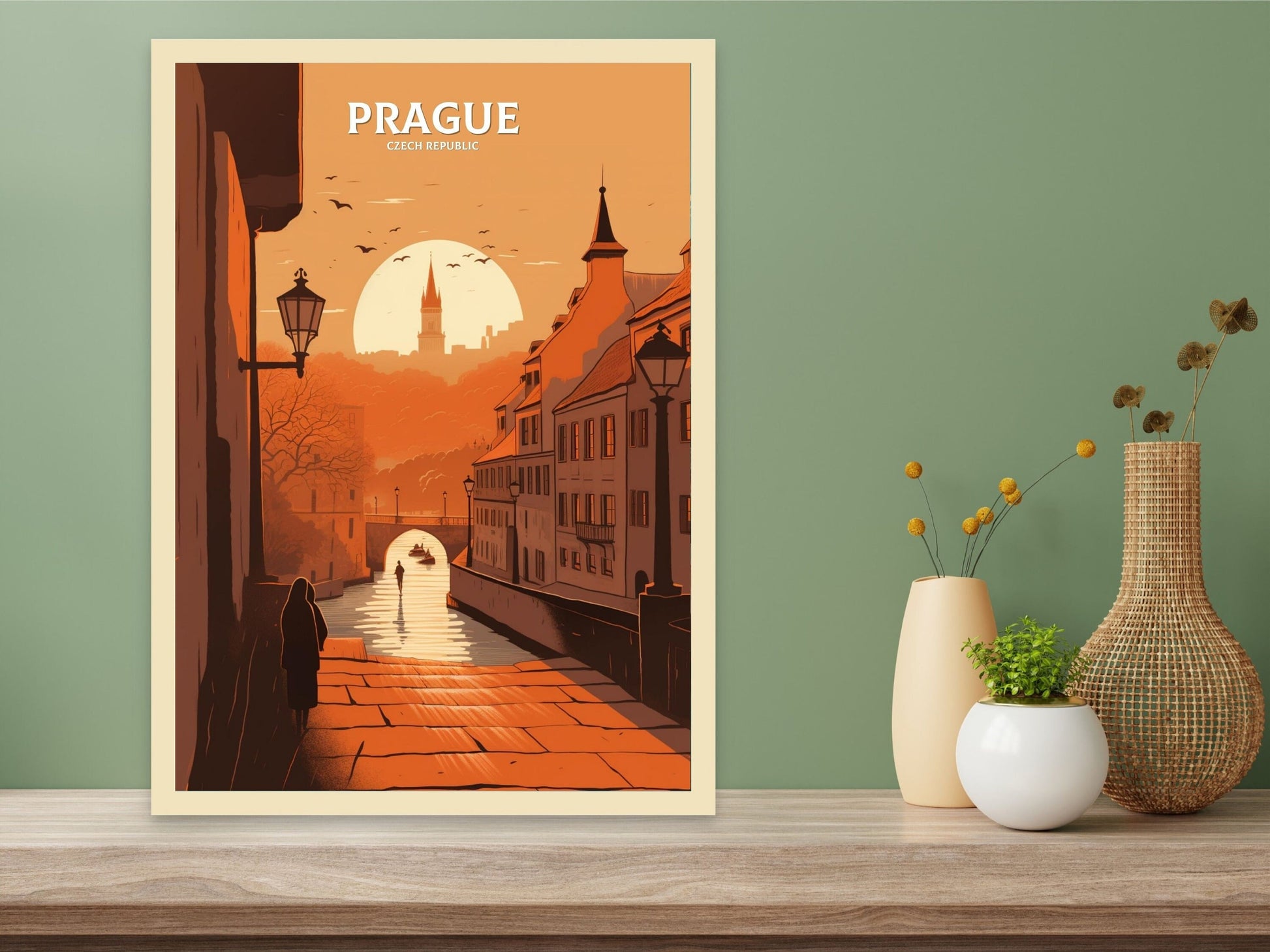 Prague Travel Print | Prague Illustration | Prague Wall Art | Chech Republic Print | Prague Home Decor | Prague Poster | ID 061