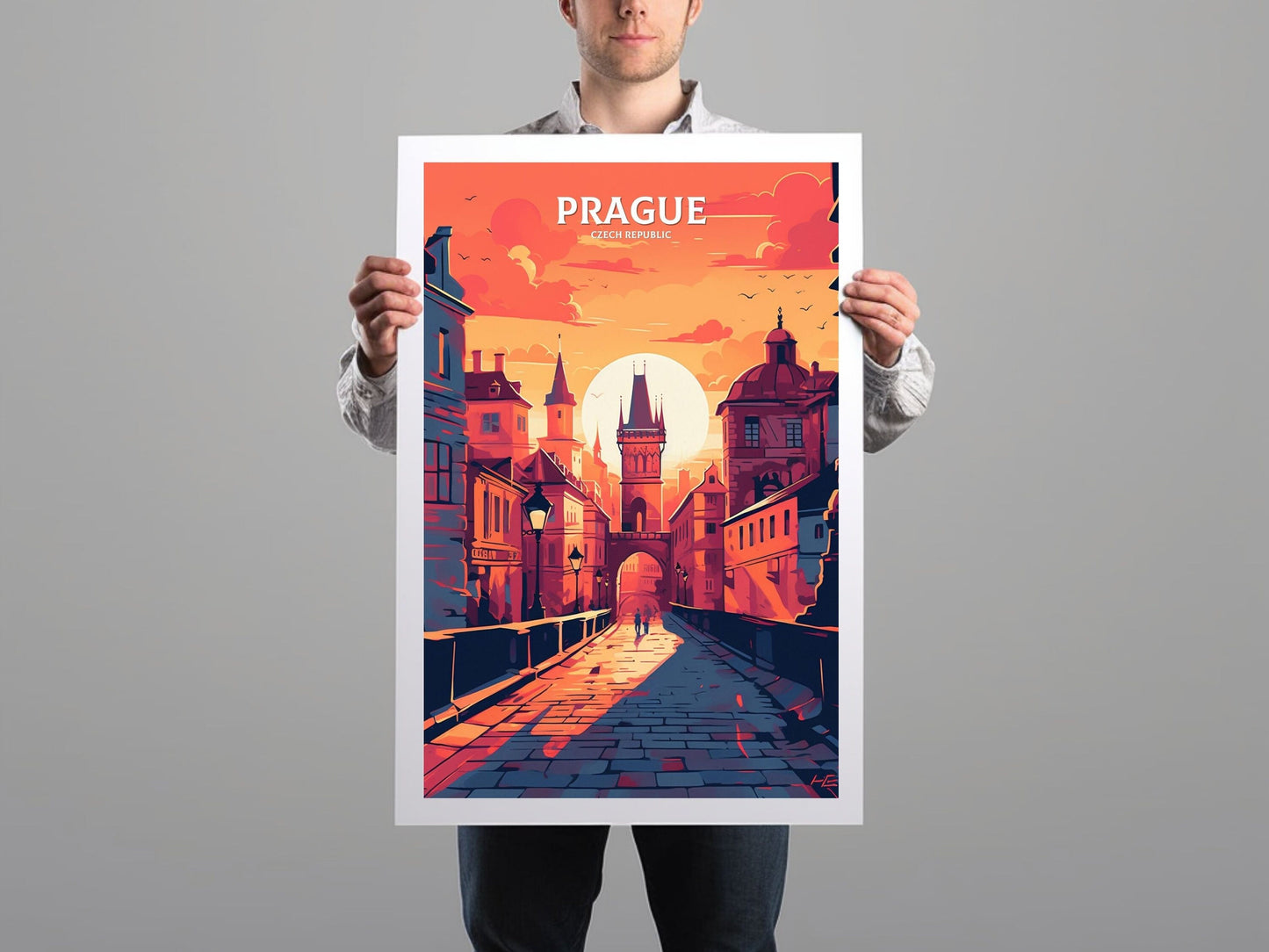 Prague Travel Print | Prague Illustration | Prague Wall Art | Chech Republic Print | Prague Home Decor | Prague Poster | ID 062