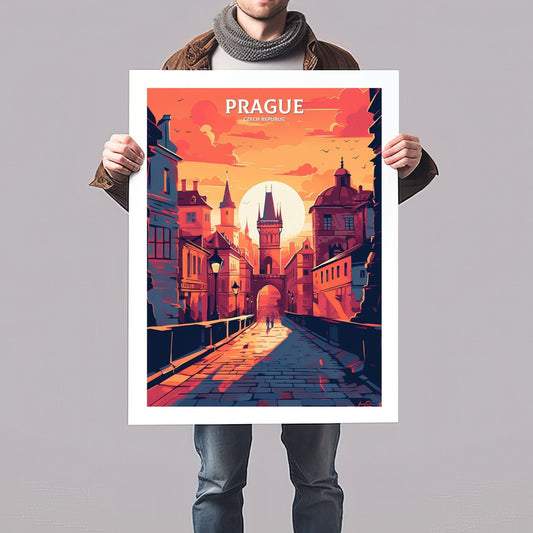 Prague Travel Print | Prague Illustration | Prague Wall Art | Chech Republic Print | Prague Home Decor | Prague Poster | ID 062