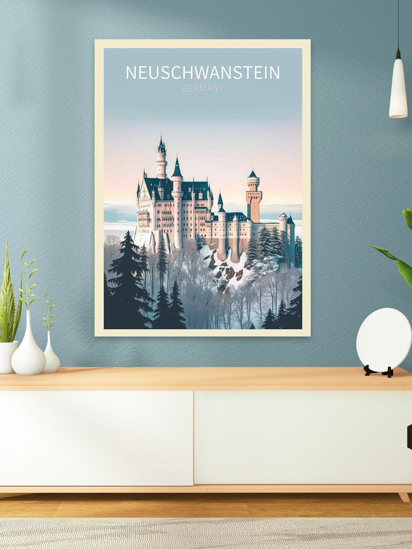 Neuschwanstein Travel Print | Neuschwanstein Illustration | Neuschwanstein Wall Art | Germany Print | Neuschwanstein Print | ID 020