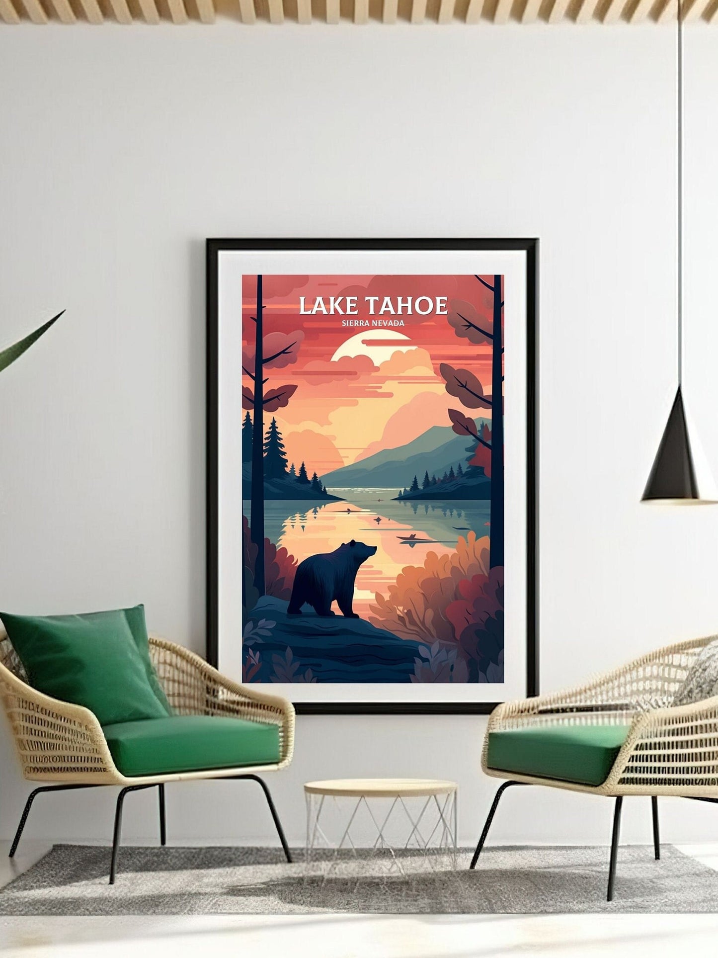 Lake Tahoe Travel Print | Lake Tahoe Illustration | Lake Tahoe Wall Art | Sierra Nevada Print | Lake Tahoe Home Decor | ID 065