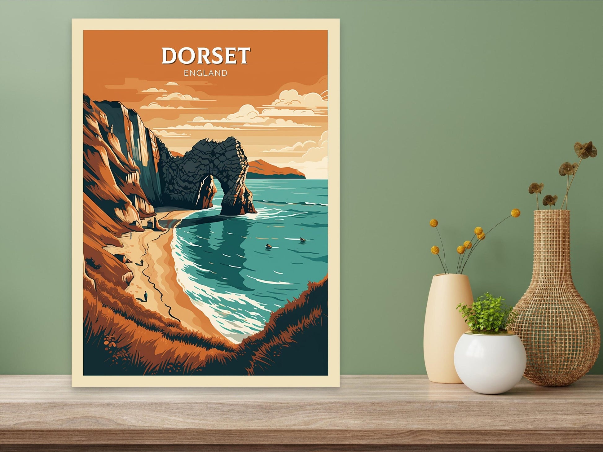 Dorset Travel Print | Dorset Illustration | Dorset Wall Art | England Print | England Home Decor | Dorset Poster | Travel gift | ID 015